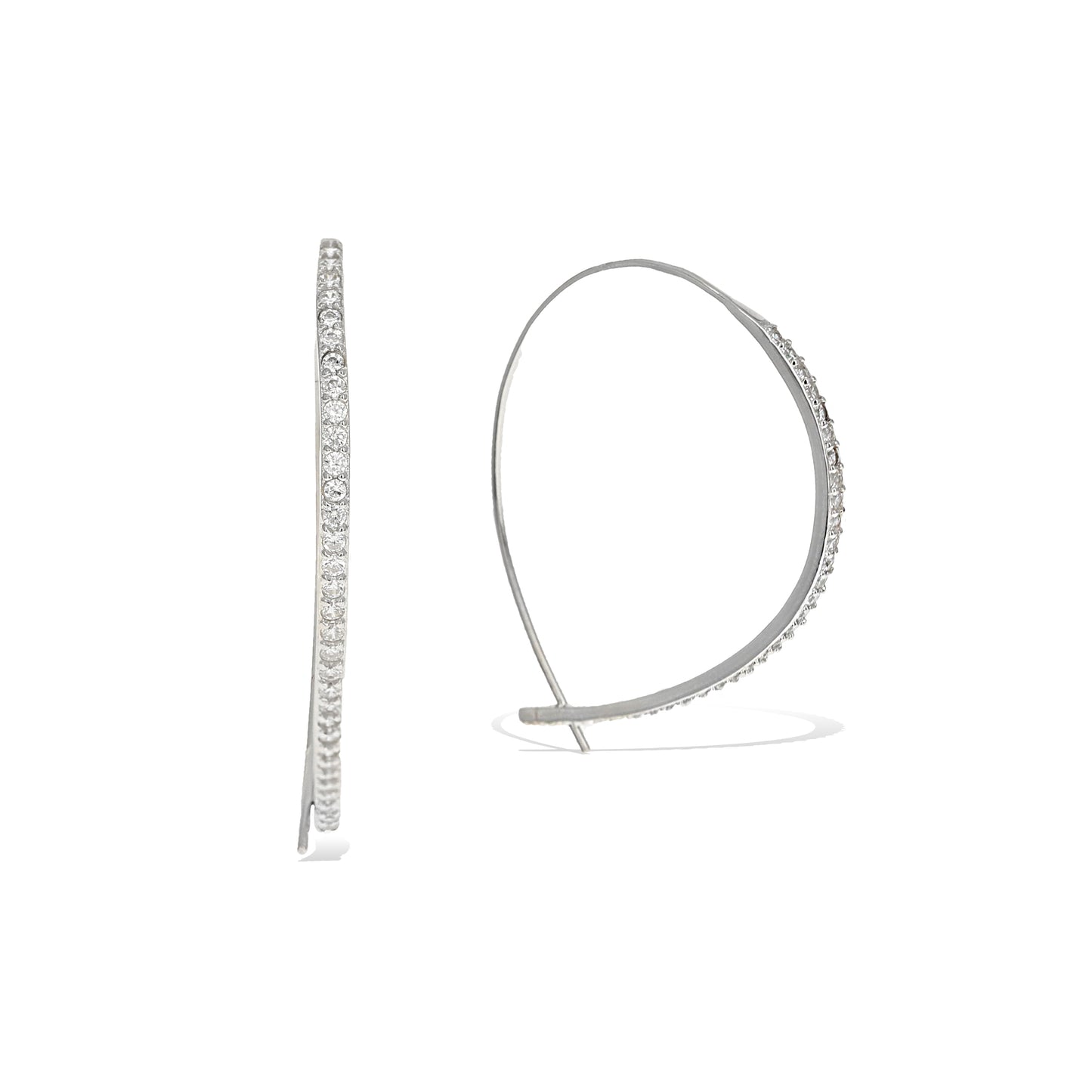 Thin Cz Sterling Silver Hoop Earrings - Alexandra Marks