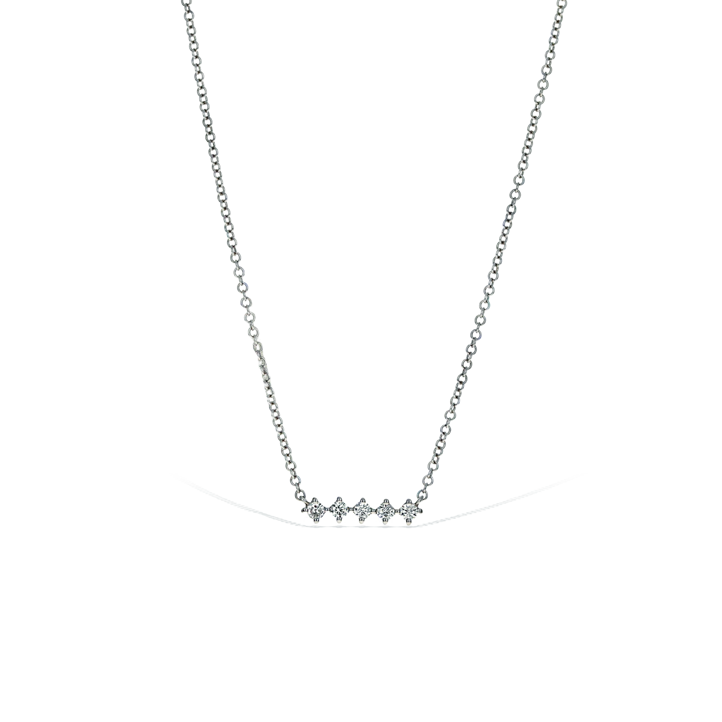 Alexandra Marks | Mini Diamond Bar Necklace in 14kt White Gold