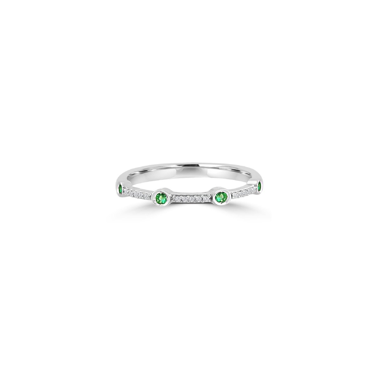 Thin Emerald & Diamond Stacking Ring | Alexandra Marks Jewelry