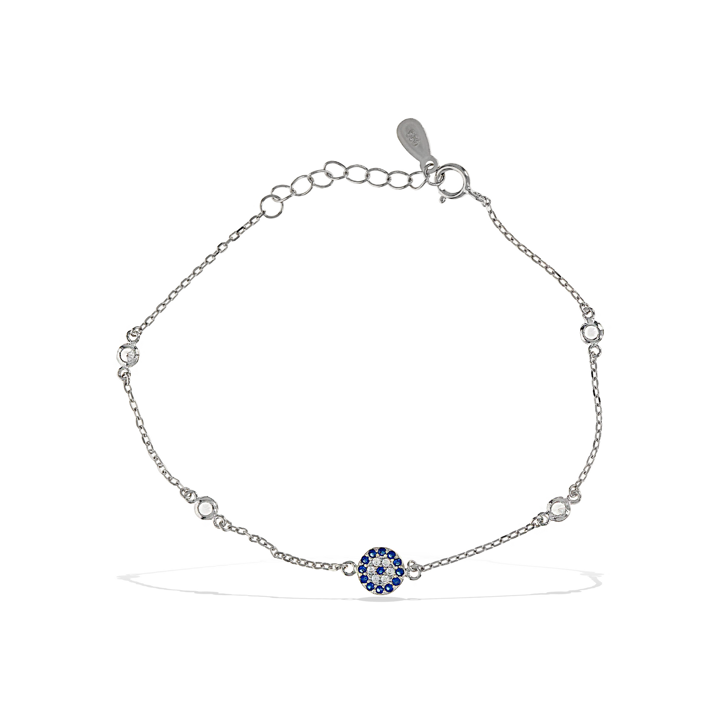 Alexandra Marks | Delicate Evil Eye Cz Disc Bracelet in Sterling Silver