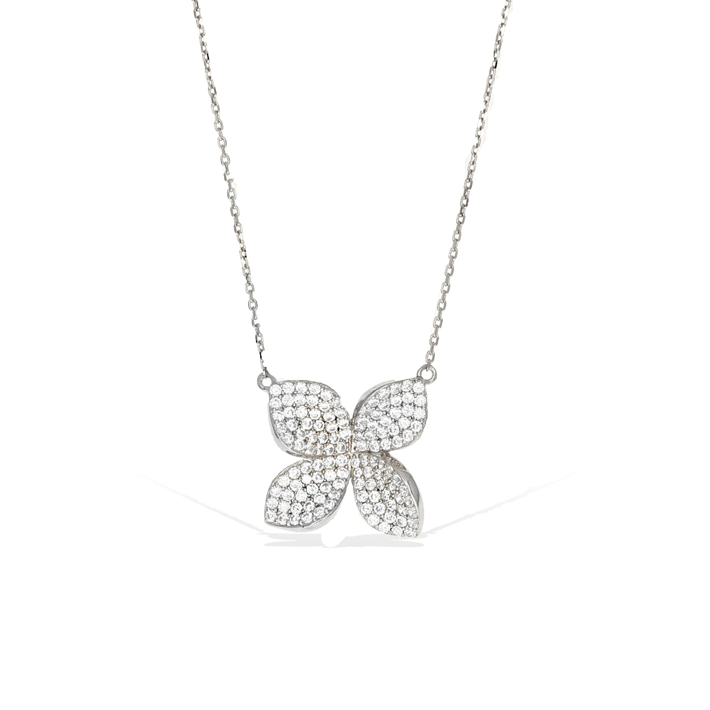 Alexandra Marks | Blooming Gardenia Cz Flower Necklace in Silver