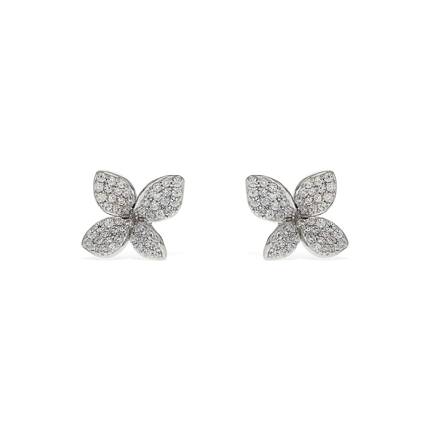 Flower Stud Earrings in Silver