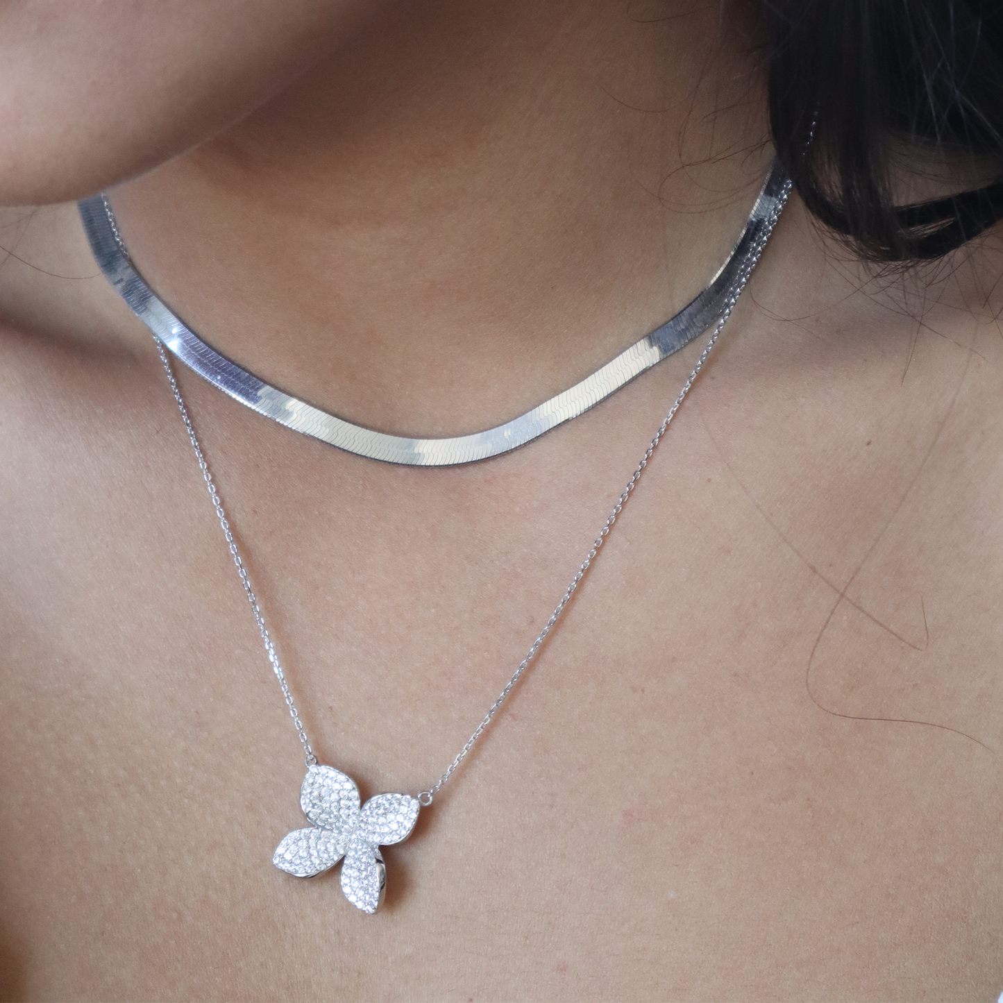 Alexandra Marks - Gardenia Cz Pendant Necklace, Sterling Silver