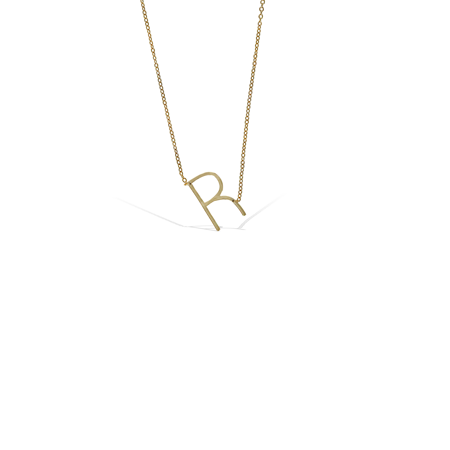 Gold Letter R Initial Necklace