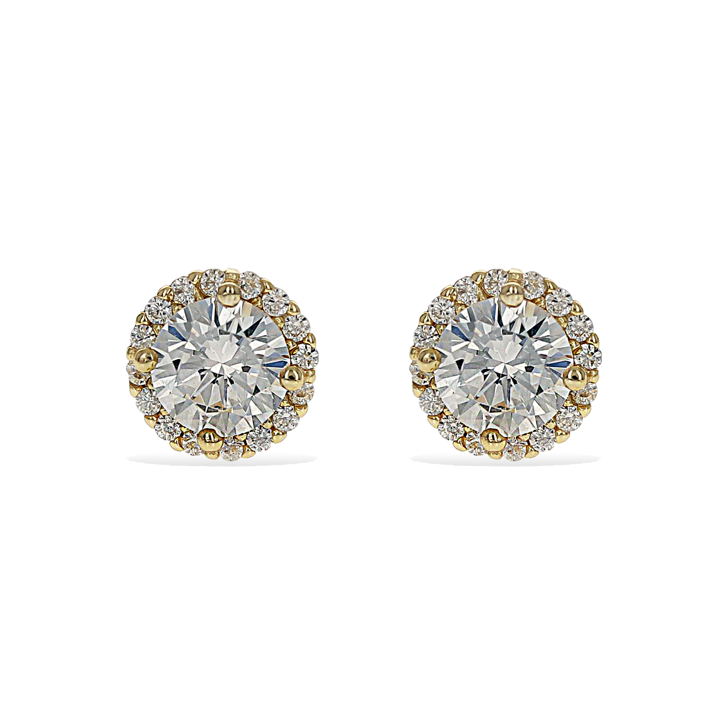Alexandra Marks | Round CZ Halo Stud Earrings in Gold Plated Silver