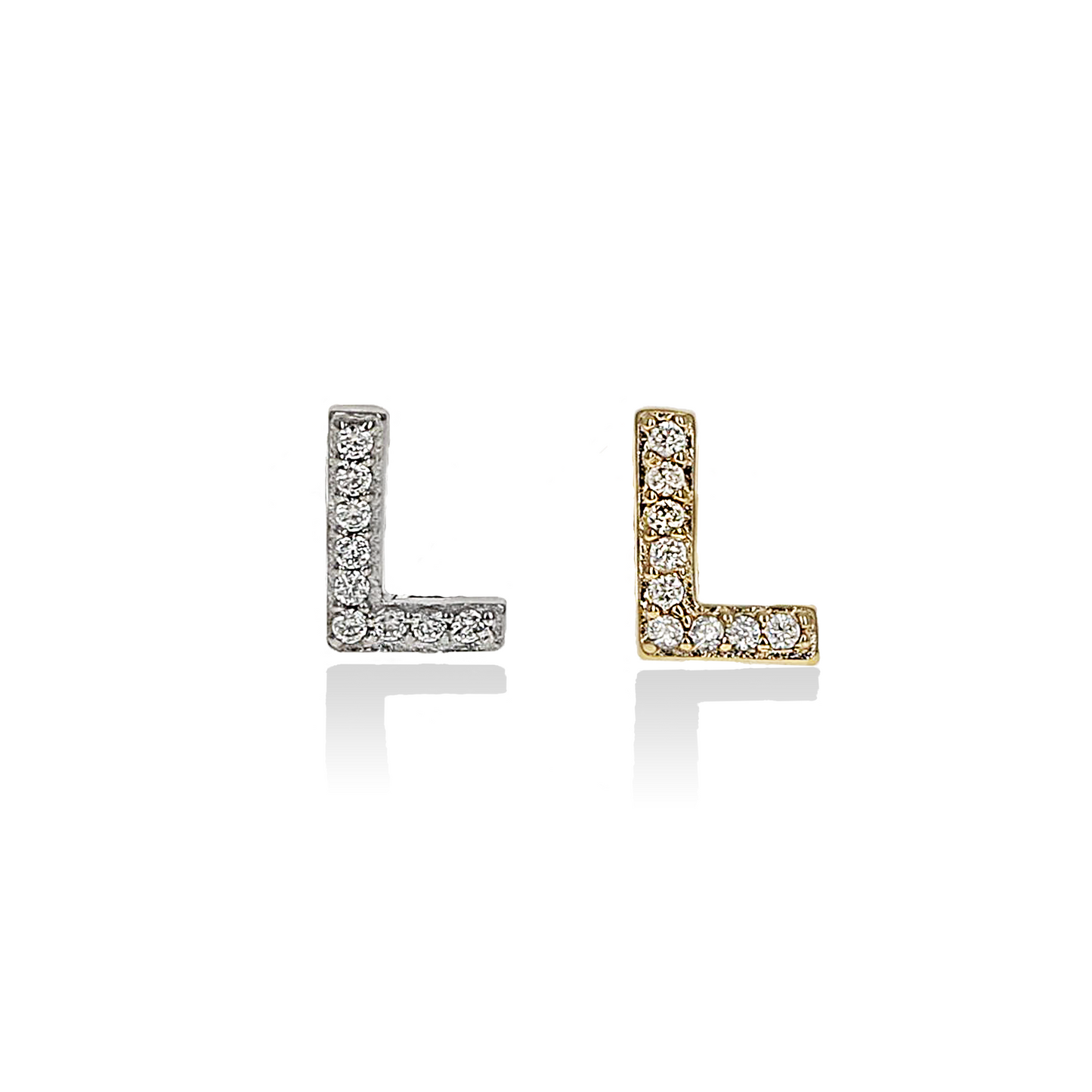 Letter L Initial CZ Stud Earrings - Alexandra Marks Jewelry