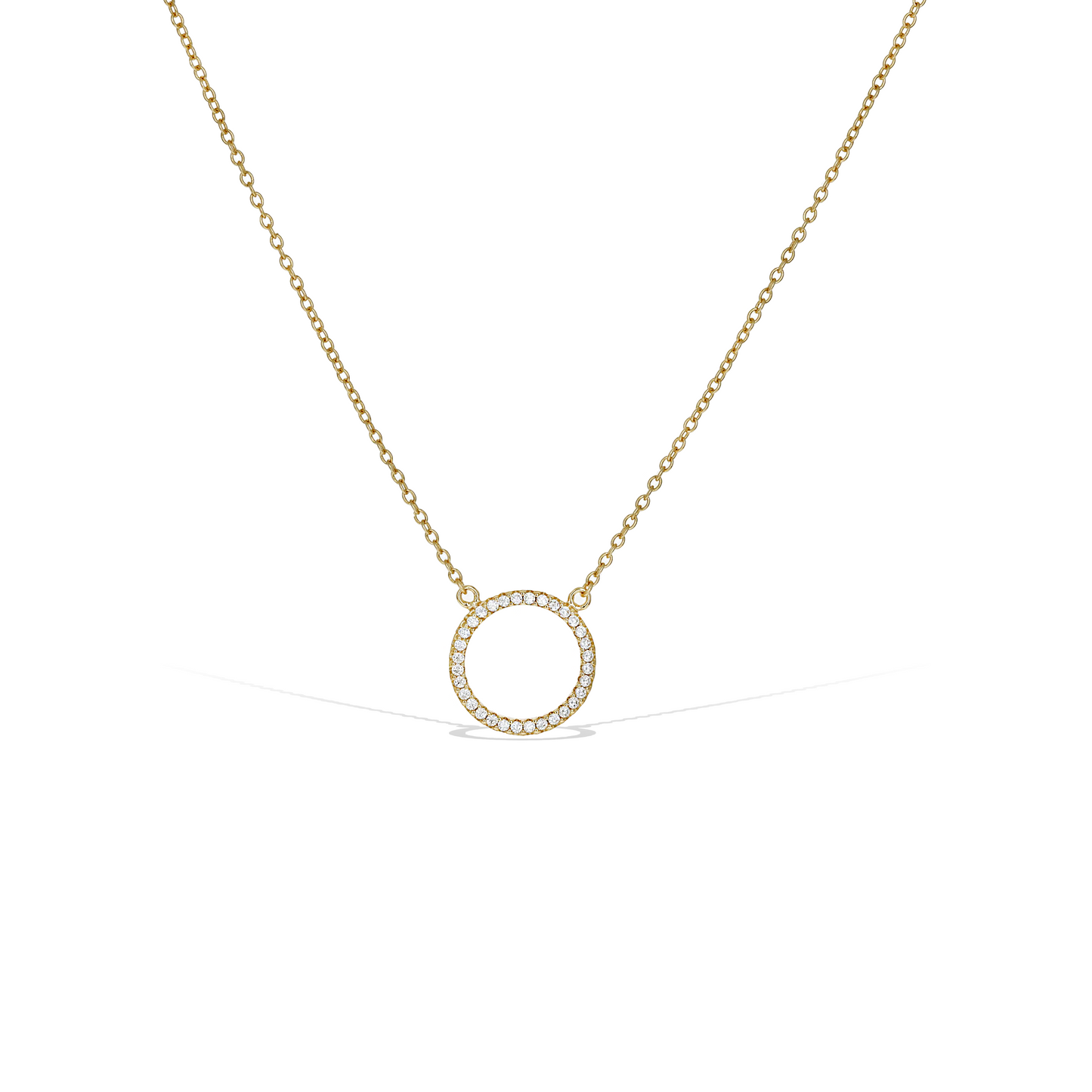 Gold CZ circle pendant necklace - Alexandra Marks Jewelry