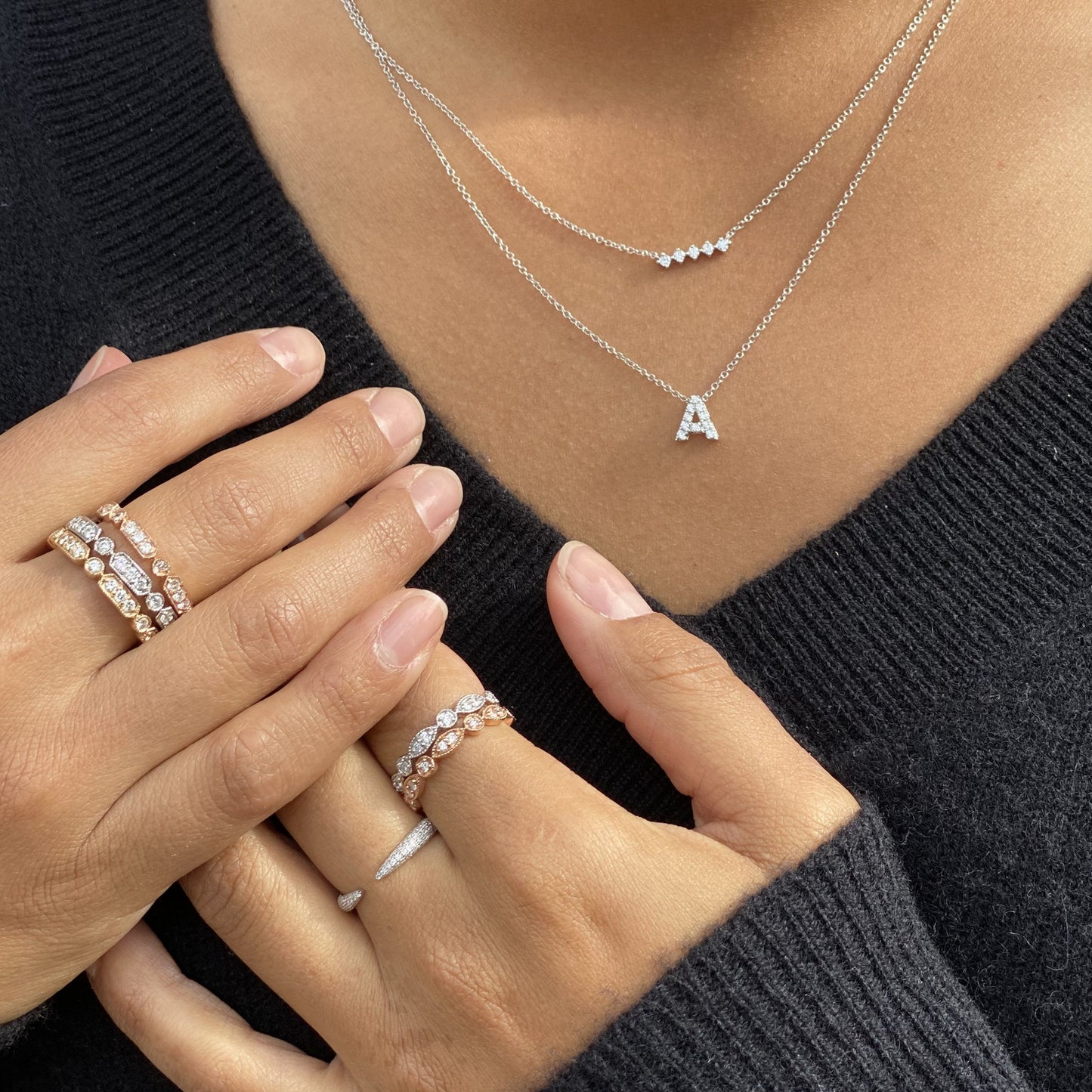 Stacking Alexandra Marks diamond eternity rings