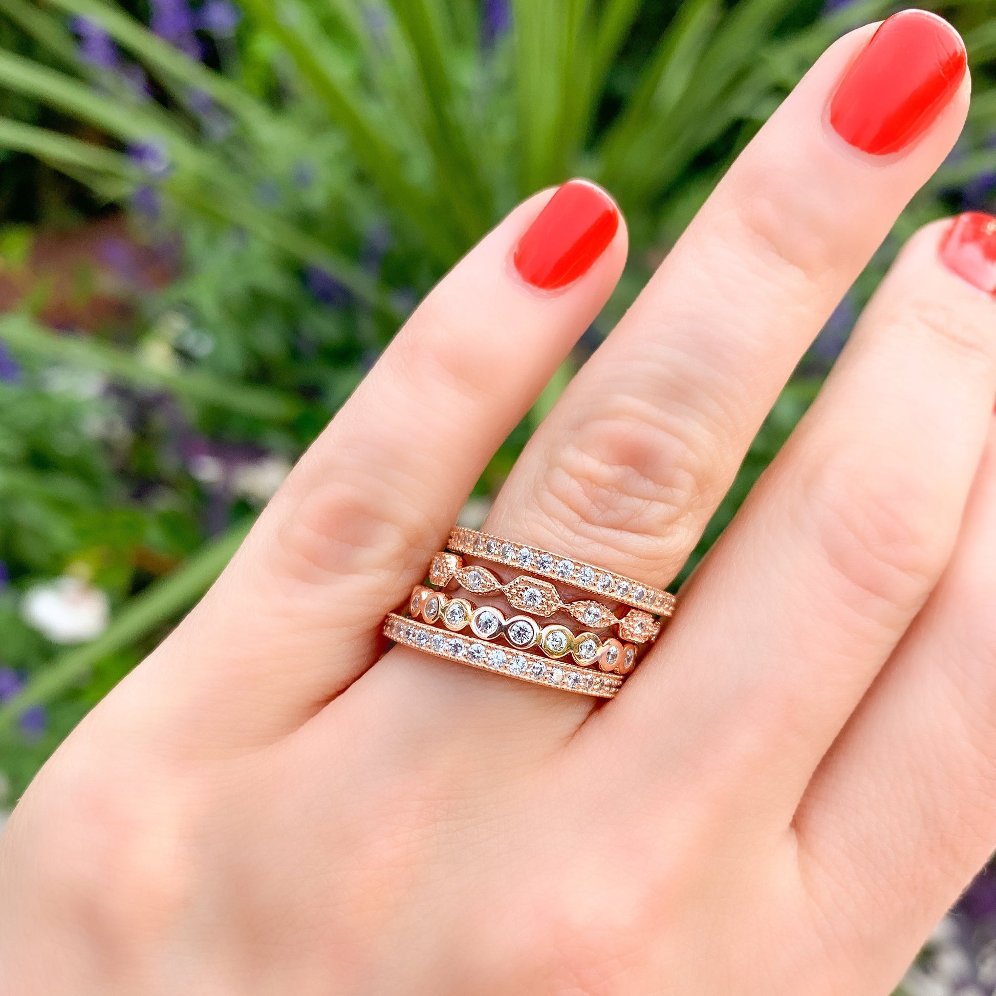 stacking our pave' rose gold eternity band - Alexandra Marks Jewelry
