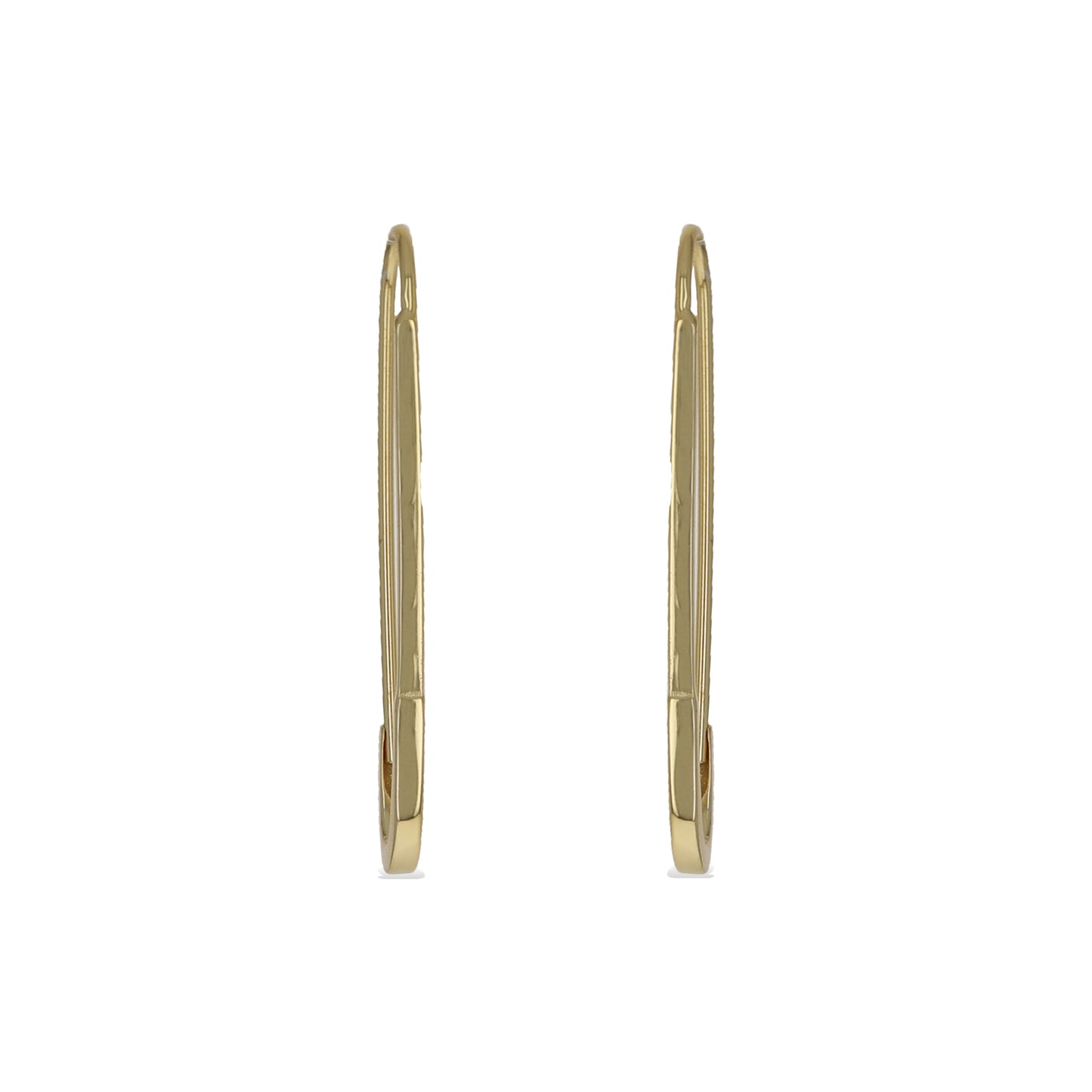 Gold Plain Oval Safety Pin Style Hoop Earrings