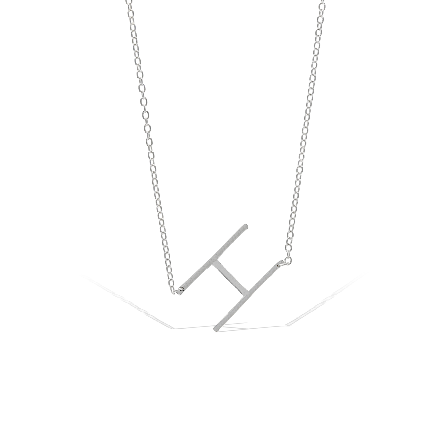 Silver Sideways Modern Letter H Initial necklace in Silver from Alexandra Marks Jewelry