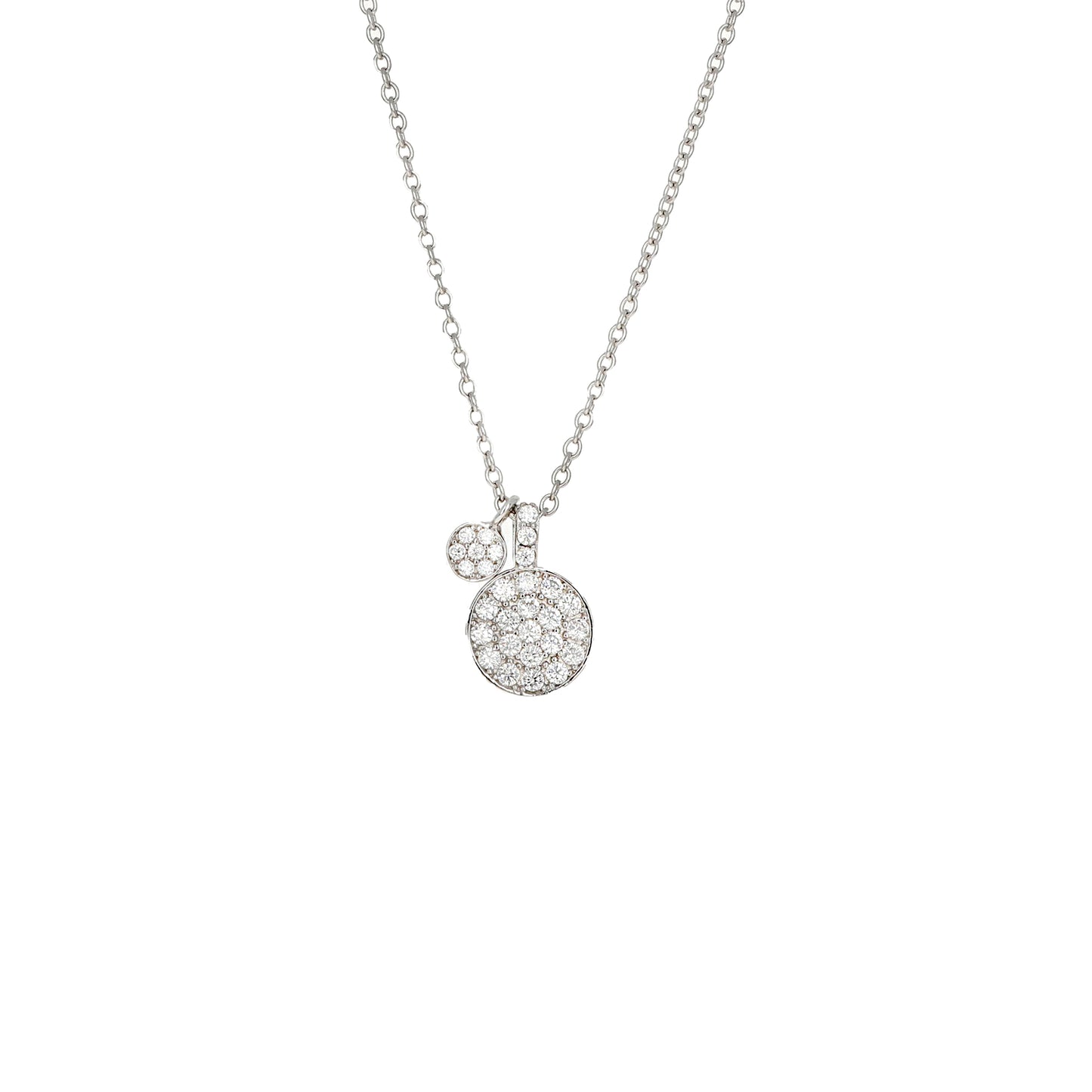 Small Pave' CZ Disc with petite pave' disc charm in sterling silver