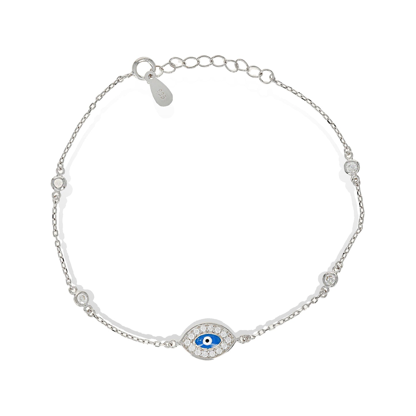 Silver evil eye cz bracelet