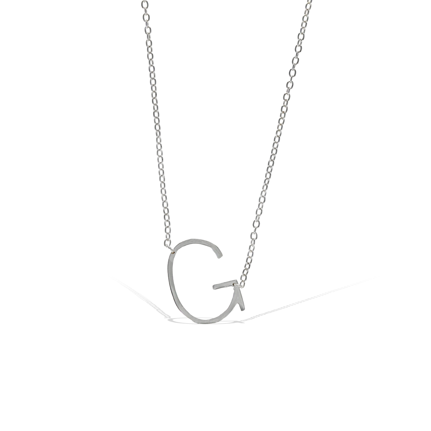 Alexandra Marks | Sideways Letter G Initial Necklace in Silver