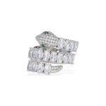 Bold Oval Cubic Zirconia Silver Snake Ring from Alexandra Marks Jewelry