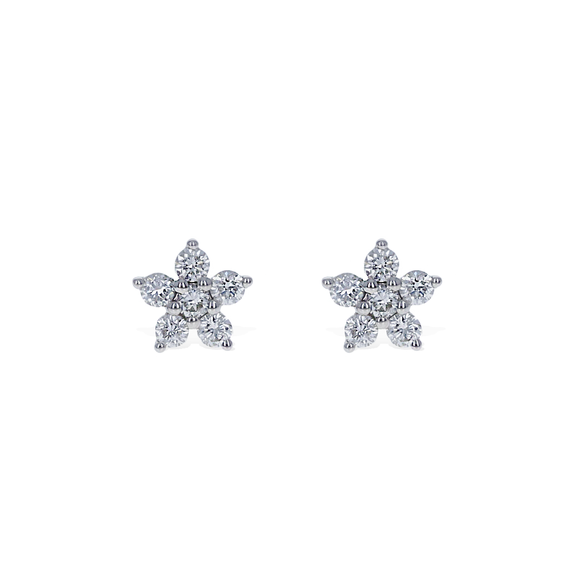 Diamond Flower Stud Earrings, 14k White Gold | Alexandra Marks Jewelry