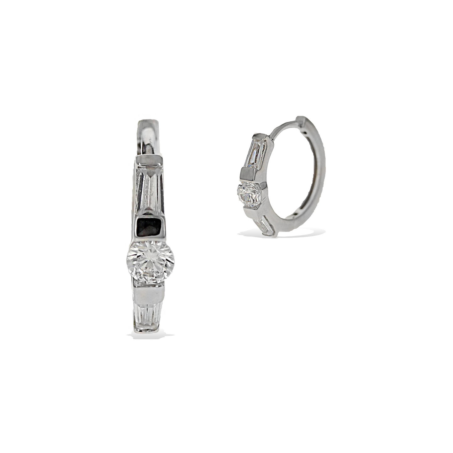 Baguette Trapezoid Huggie Hoops