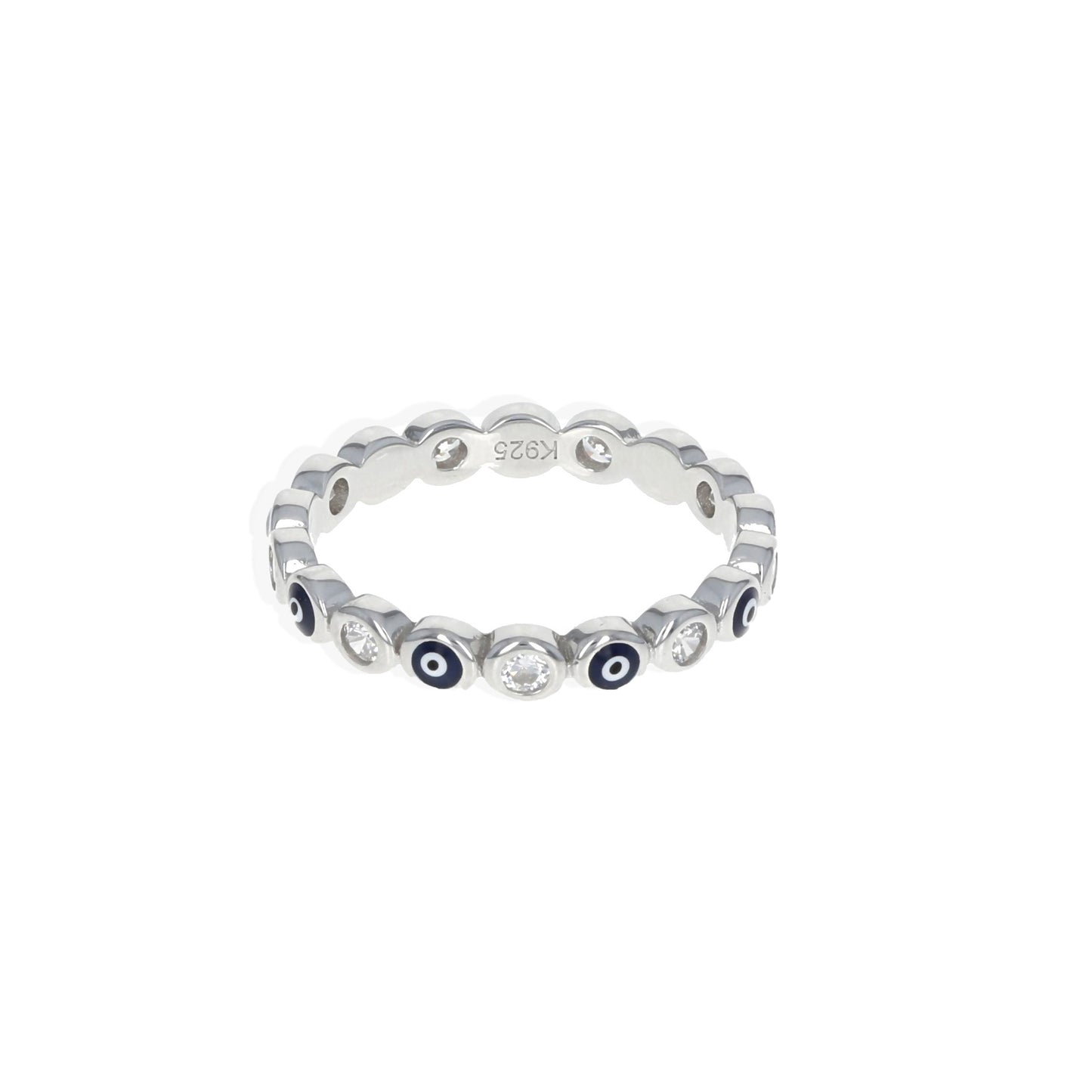 Silver Evil Eye & CZ Eternity Stacking Ring - Alexandra Marks