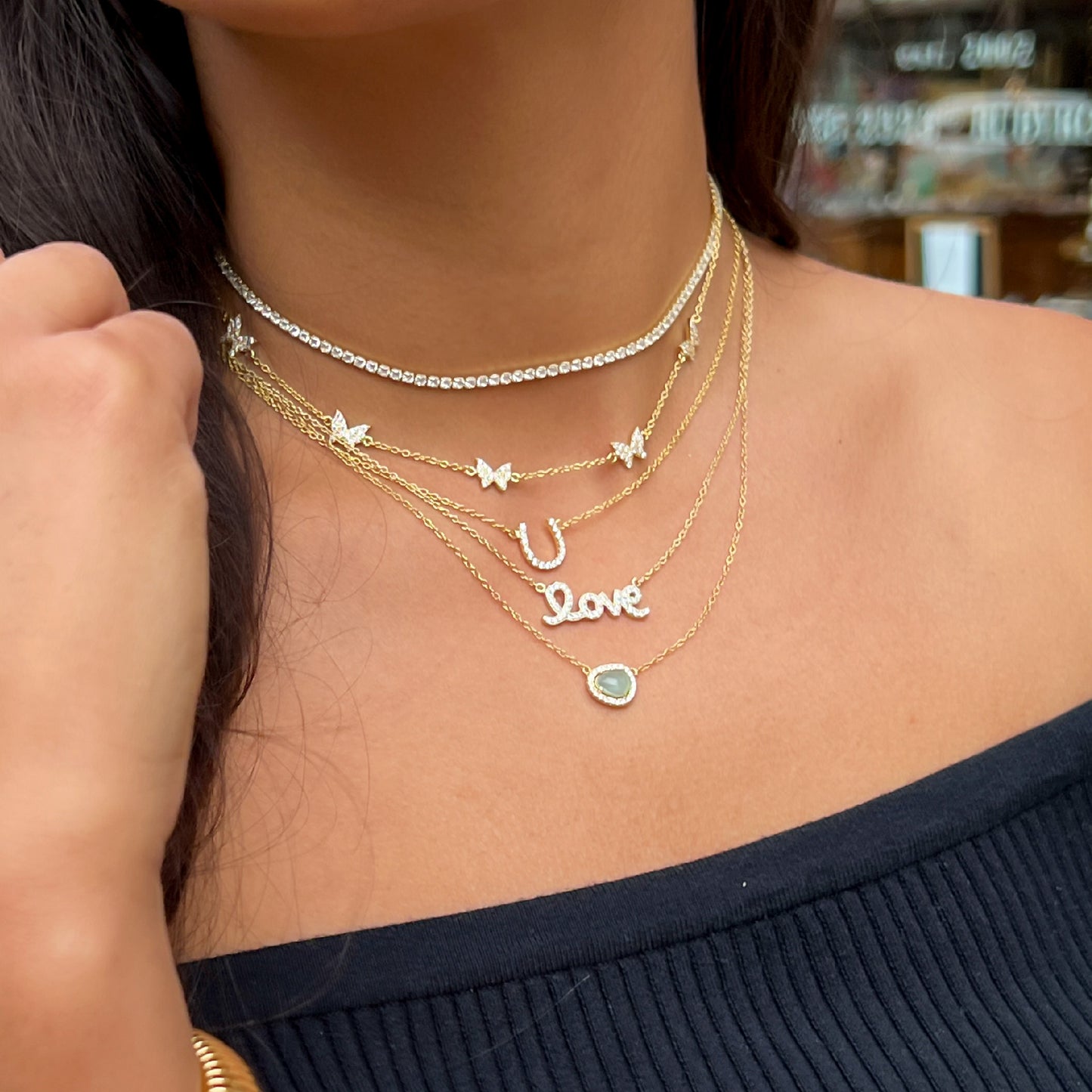 Gold Butterfly Choker Chain Necklace | Alexandra Marks Jewelry