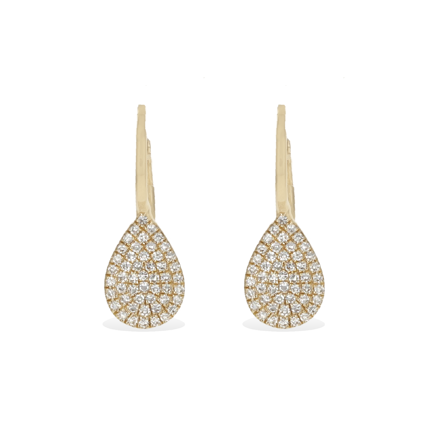 14k Gold Diamond Pear Shaped Leverback Earrings - Alexandra Marks Jewelry