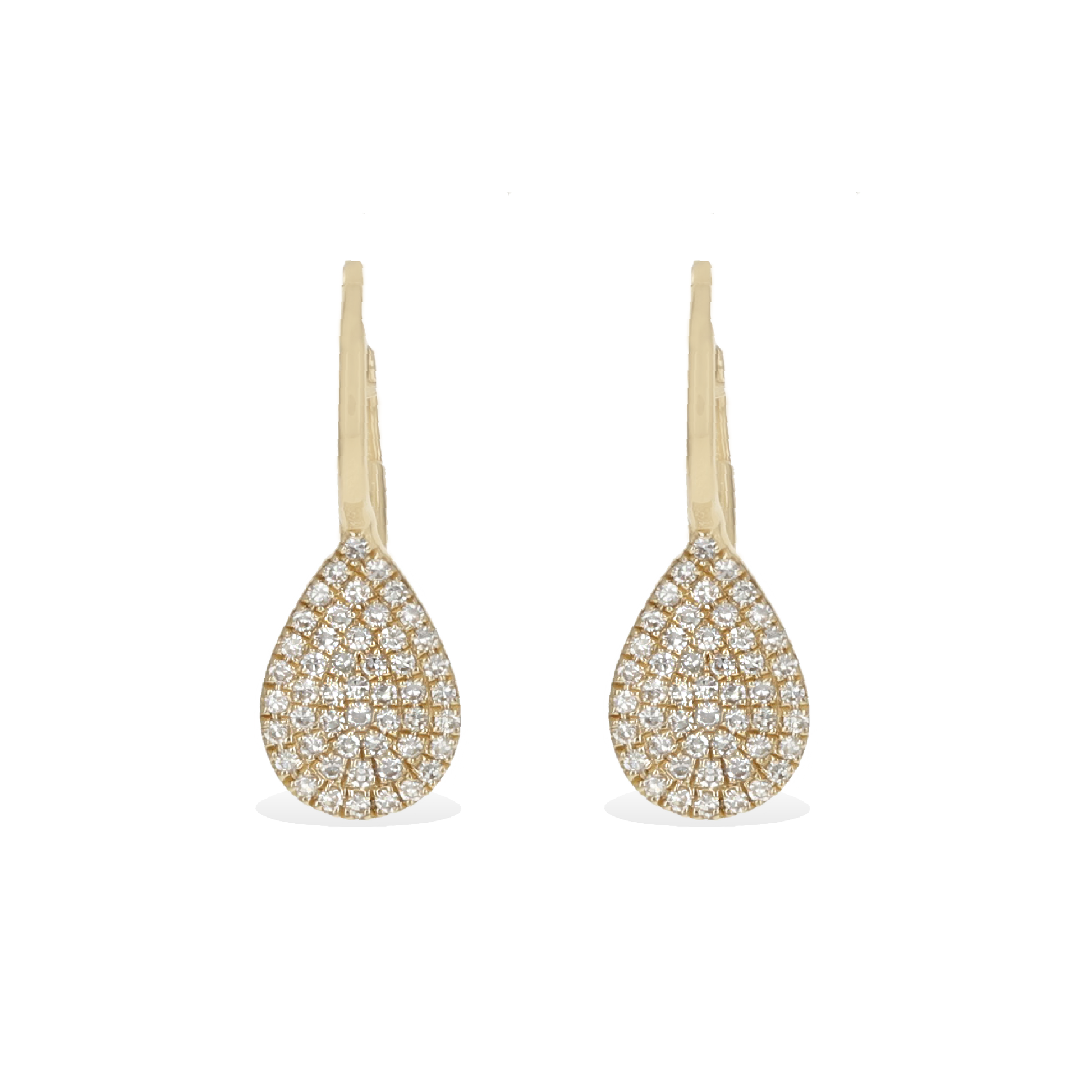 14k Gold Diamond Pear Shaped Leverback Earrings - Alexandra Marks Jewelry
