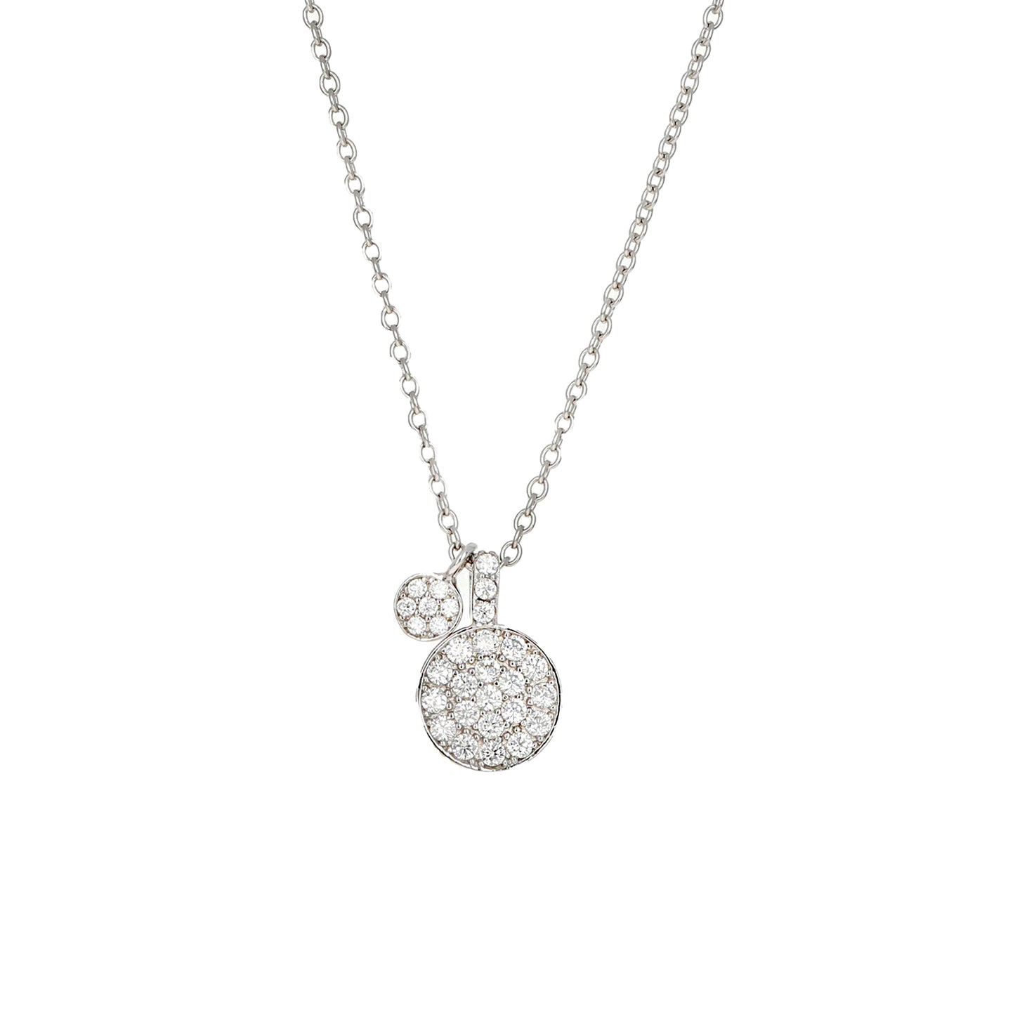 Alexandra Marks | Pave' CZ Disc Charm Necklace in Silver