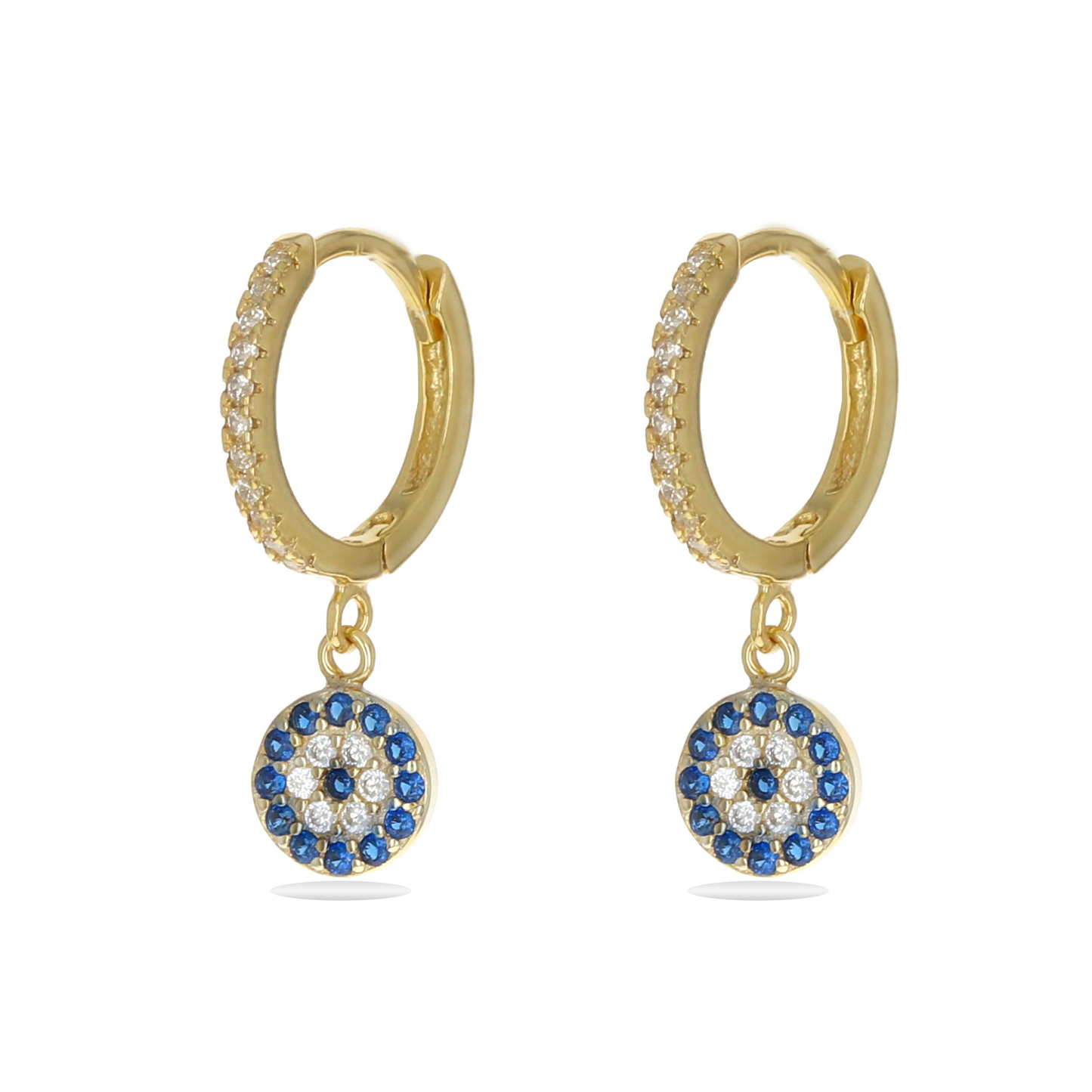 Alexandra Marks | Gold Evil Eye CZ Charm Huggie Hoop Earrings