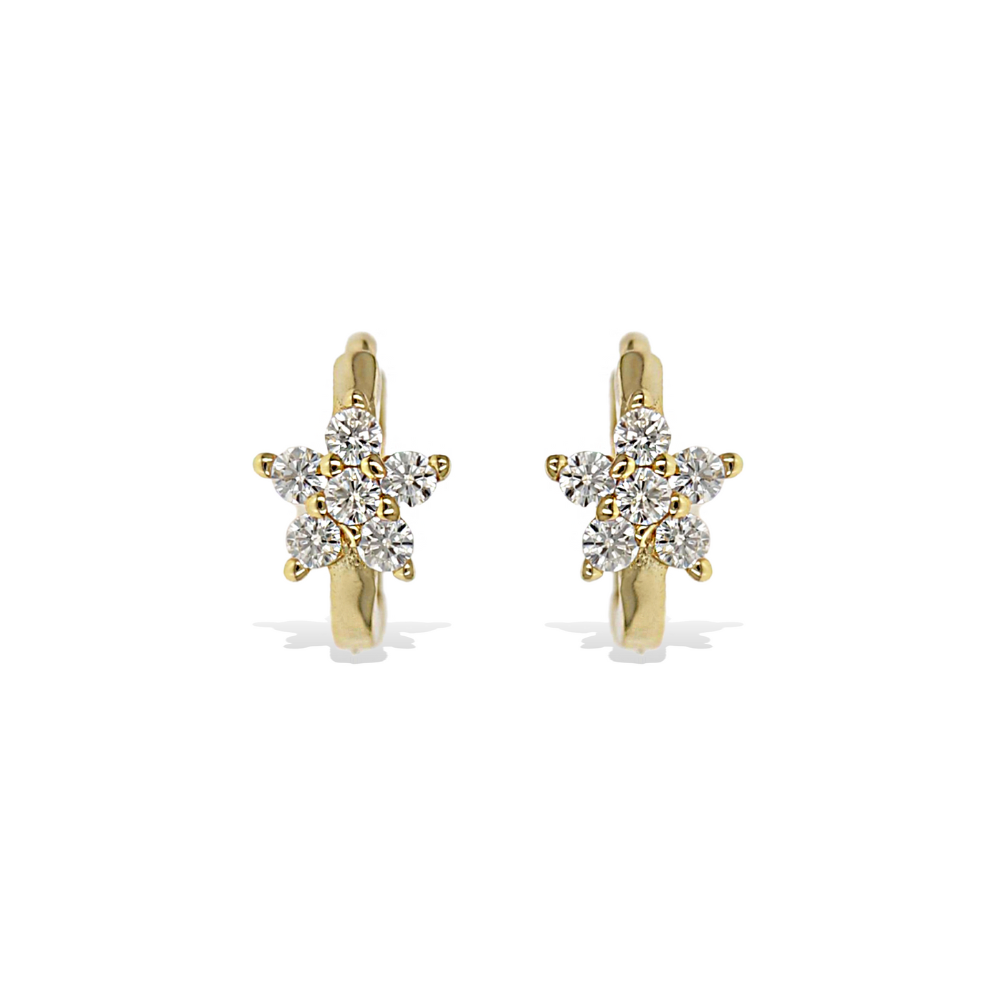 Plain gold hoop earrings with CZ flower detail from Aexandra Marks Jewelry