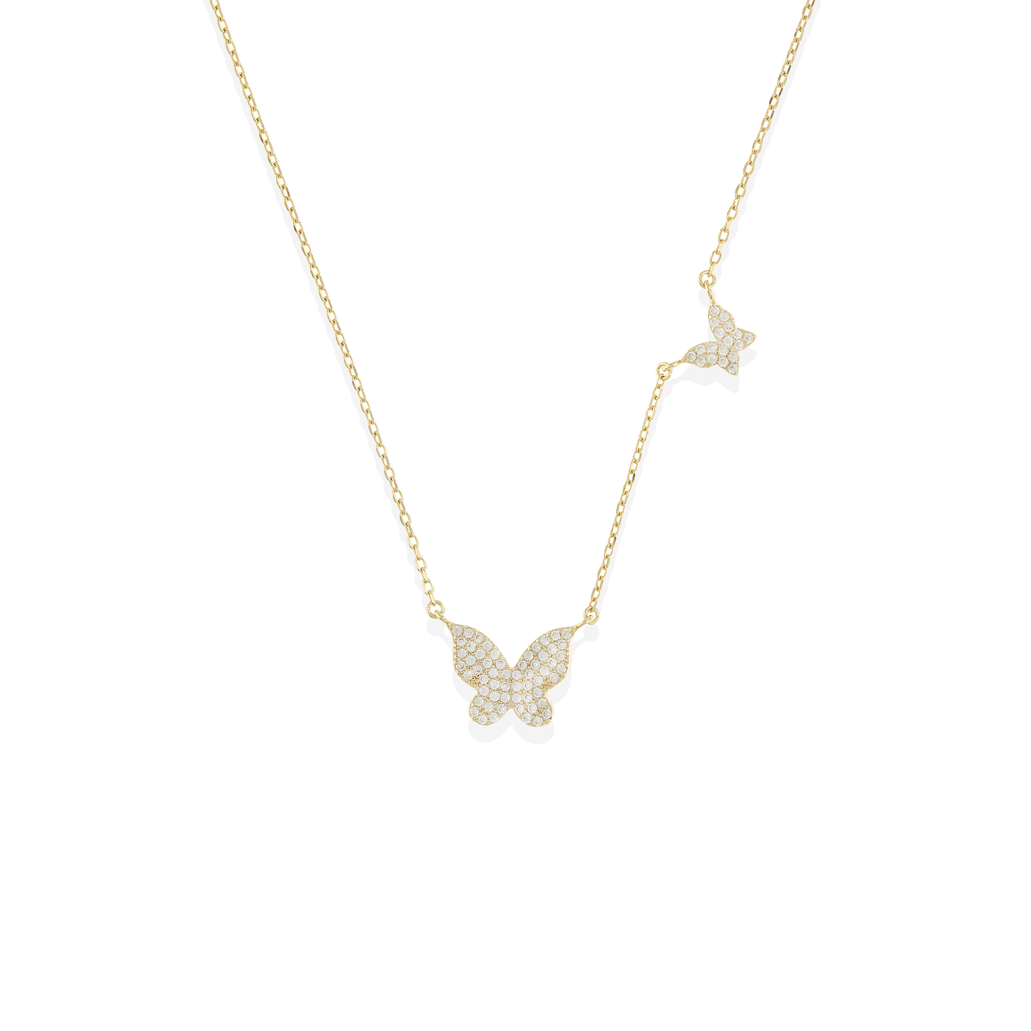 Gold Double CZ Butterfly Dainty Necklace - Alexandra Marks Jewelry