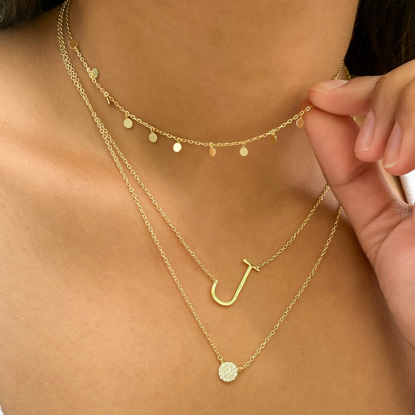 Gold Letter J Initial necklace from Alexandra Marks Jewelry