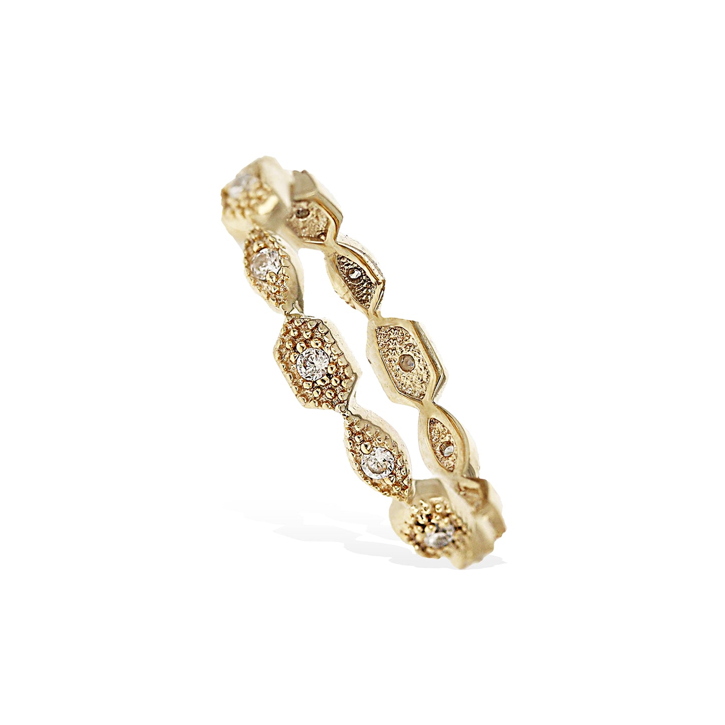 Alexandra Marks - Geometric Thin Gold Cz Eternity Band Ring