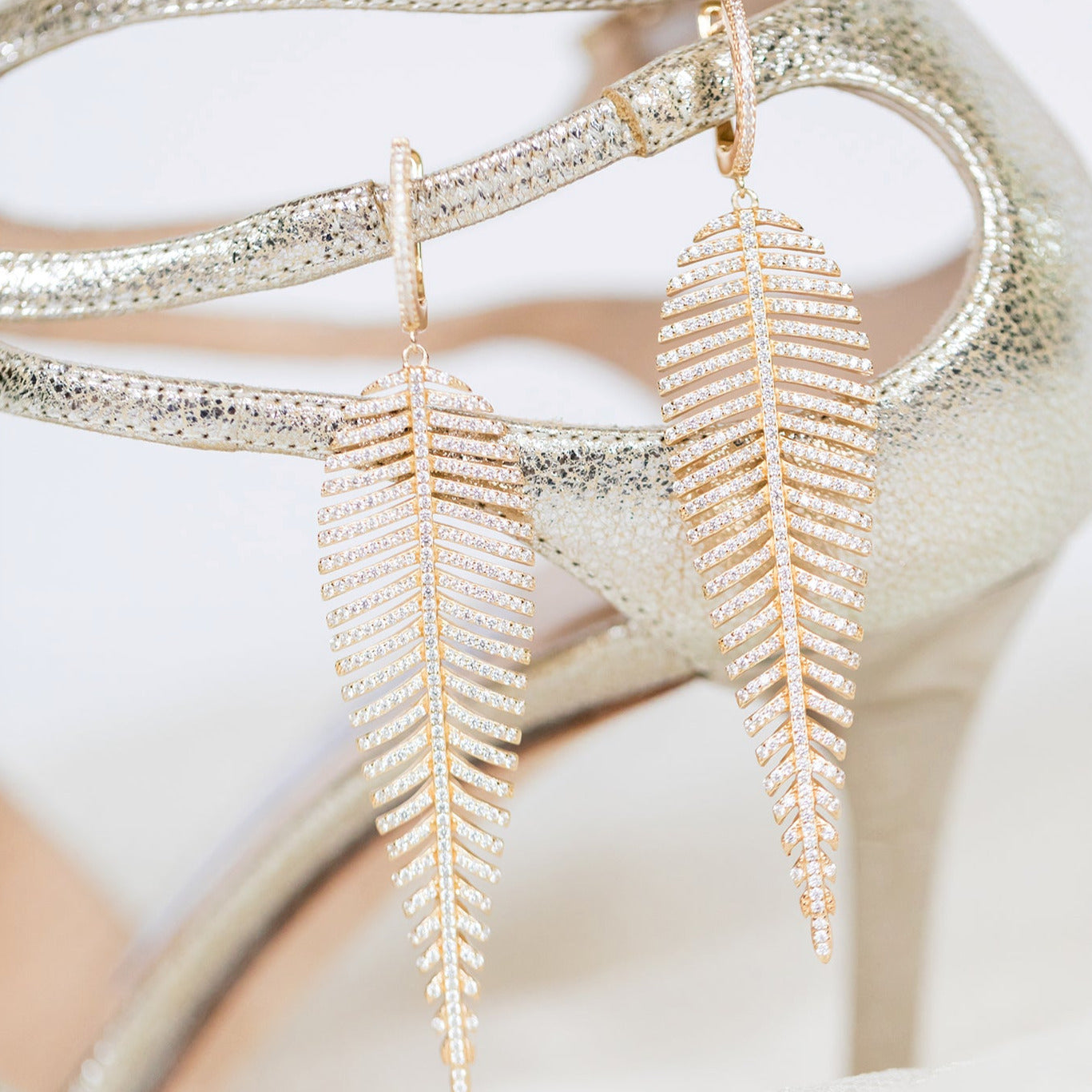 Gold Feather Drop Earrings from Alexandra Marks Jewelry