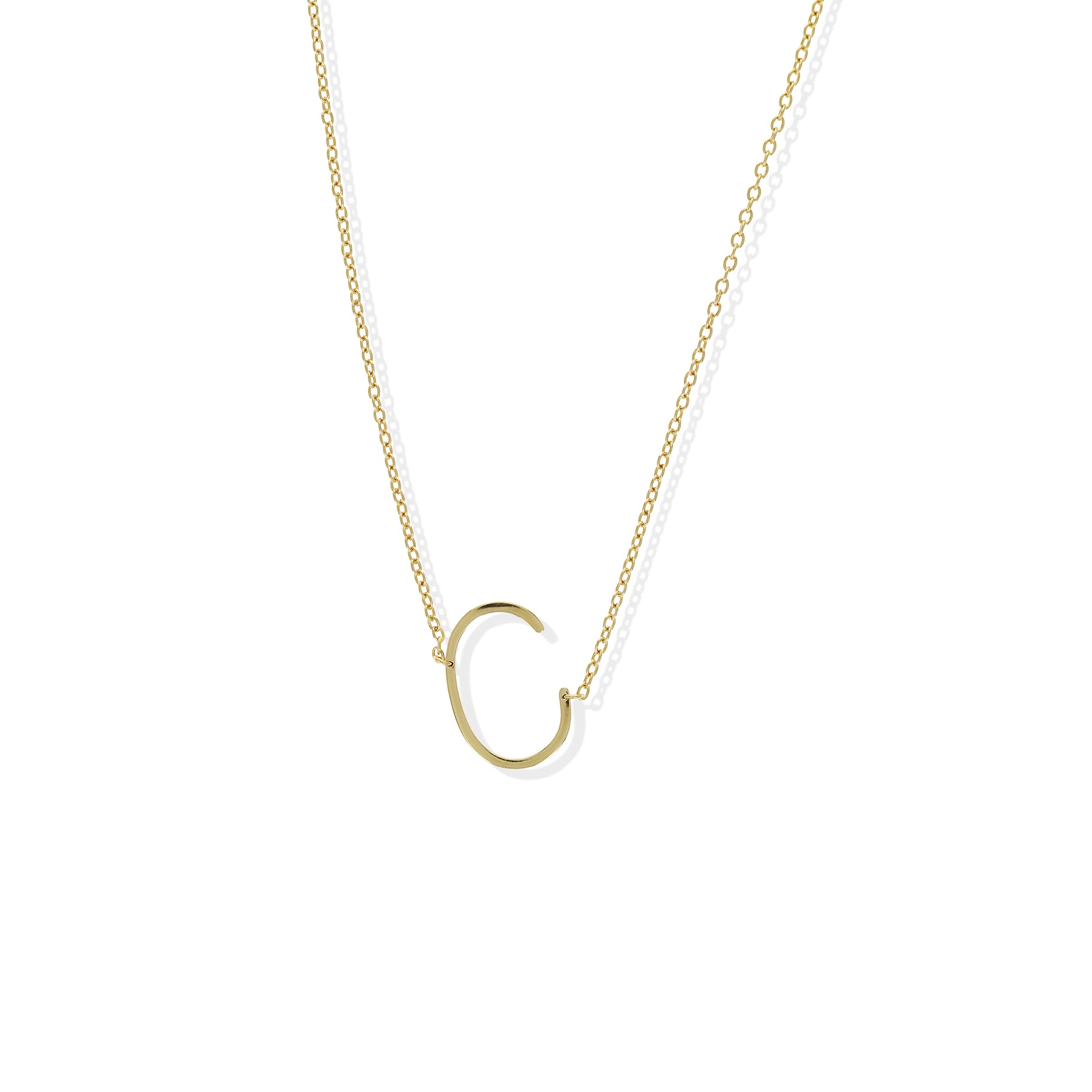Alexandra Marks | Sideways Gold Letter C Initial Necklace