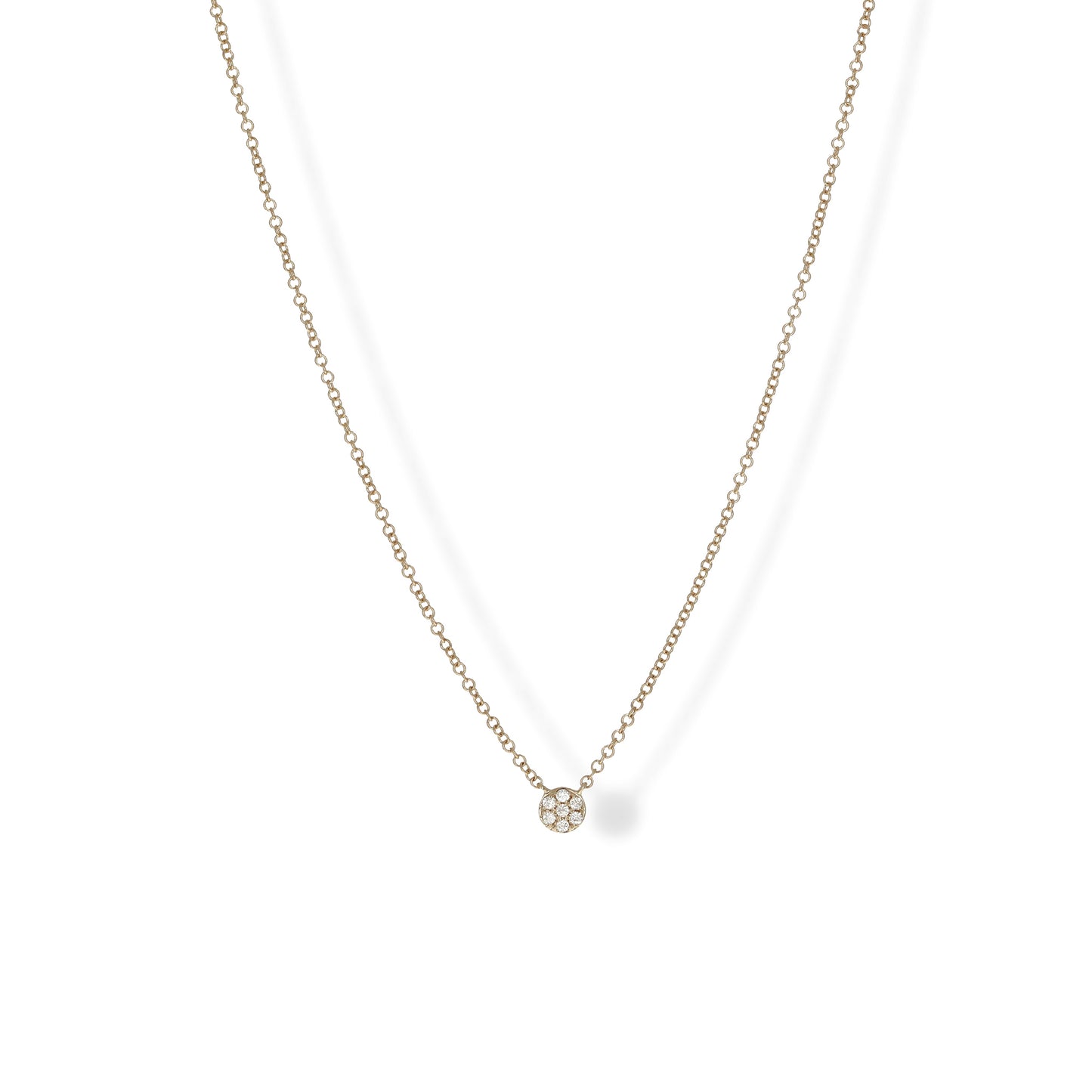 Tiny Diamond Disc Necklace in 14kt Yellow Gold - Alexandra marks jewelry
