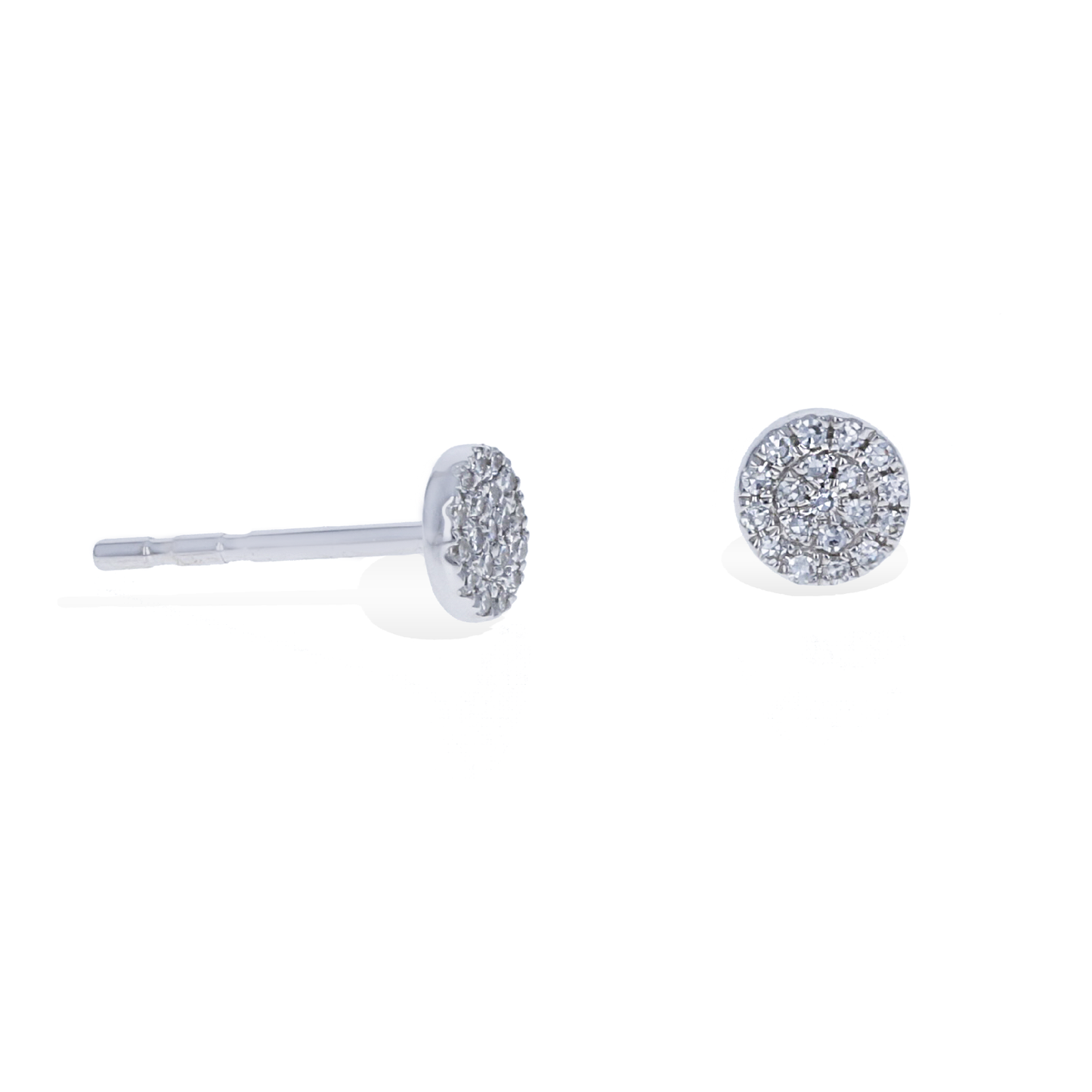 Mini White Gold Diamond Disc Stud Earrings - Alexandra Marks Jewelry