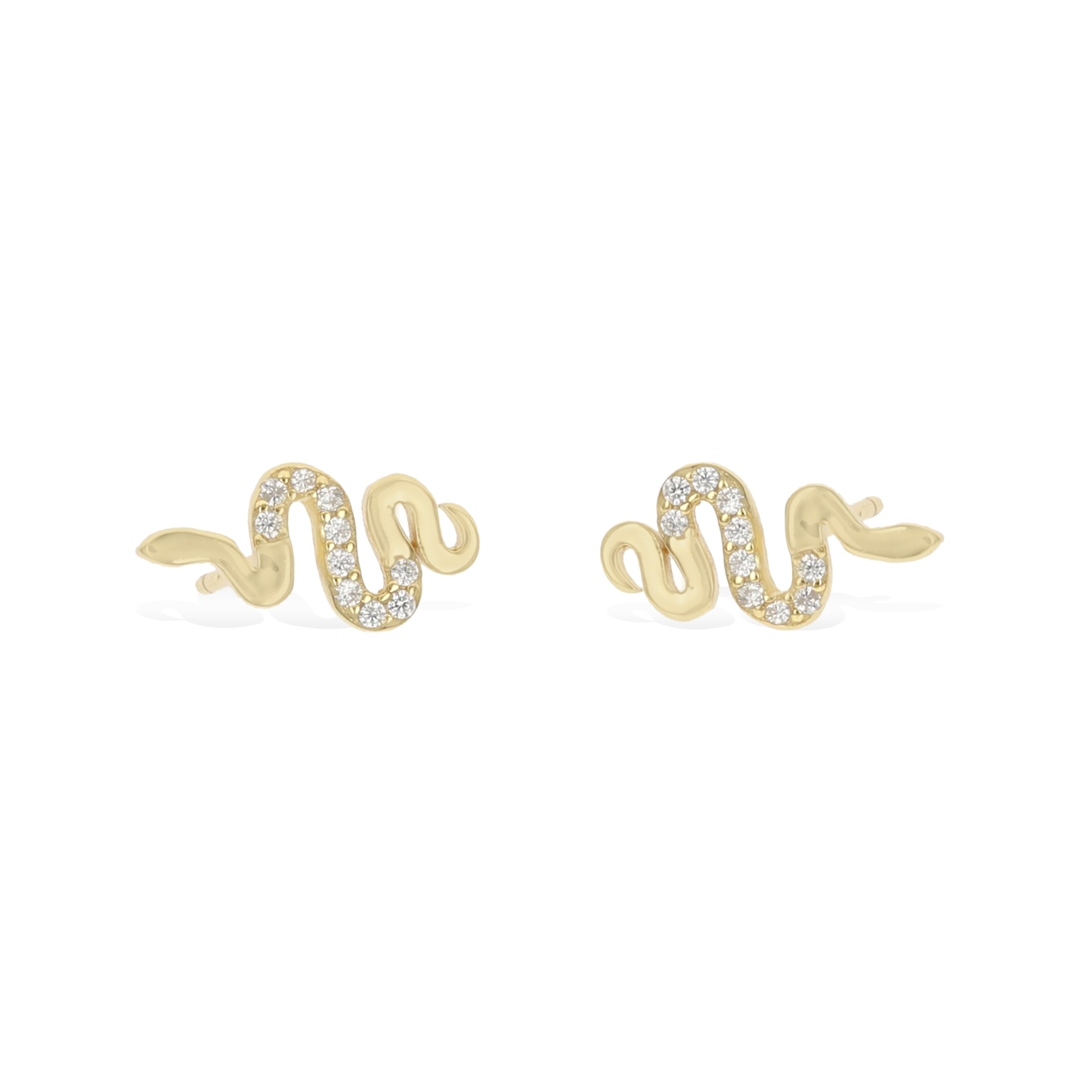 Small Gold Snake CZ Stud Earrings - Alexandra Marks Jewelry