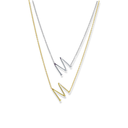 Letter M Initial Necklace in Silver & Gold from Alexandra Marks Jewelry