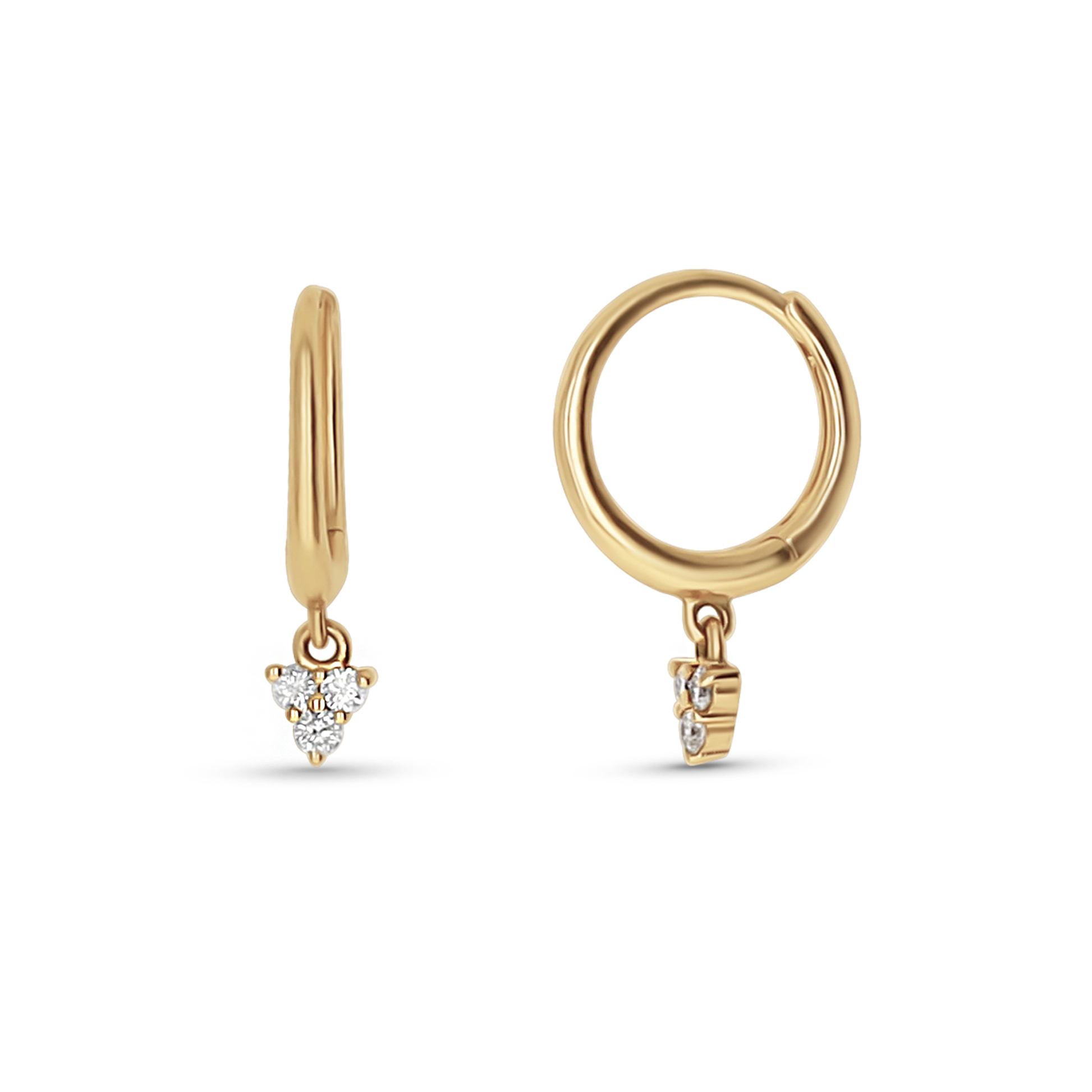 Diamond Charm Huggie Hoop Earrings in 14kt Yellow Gold