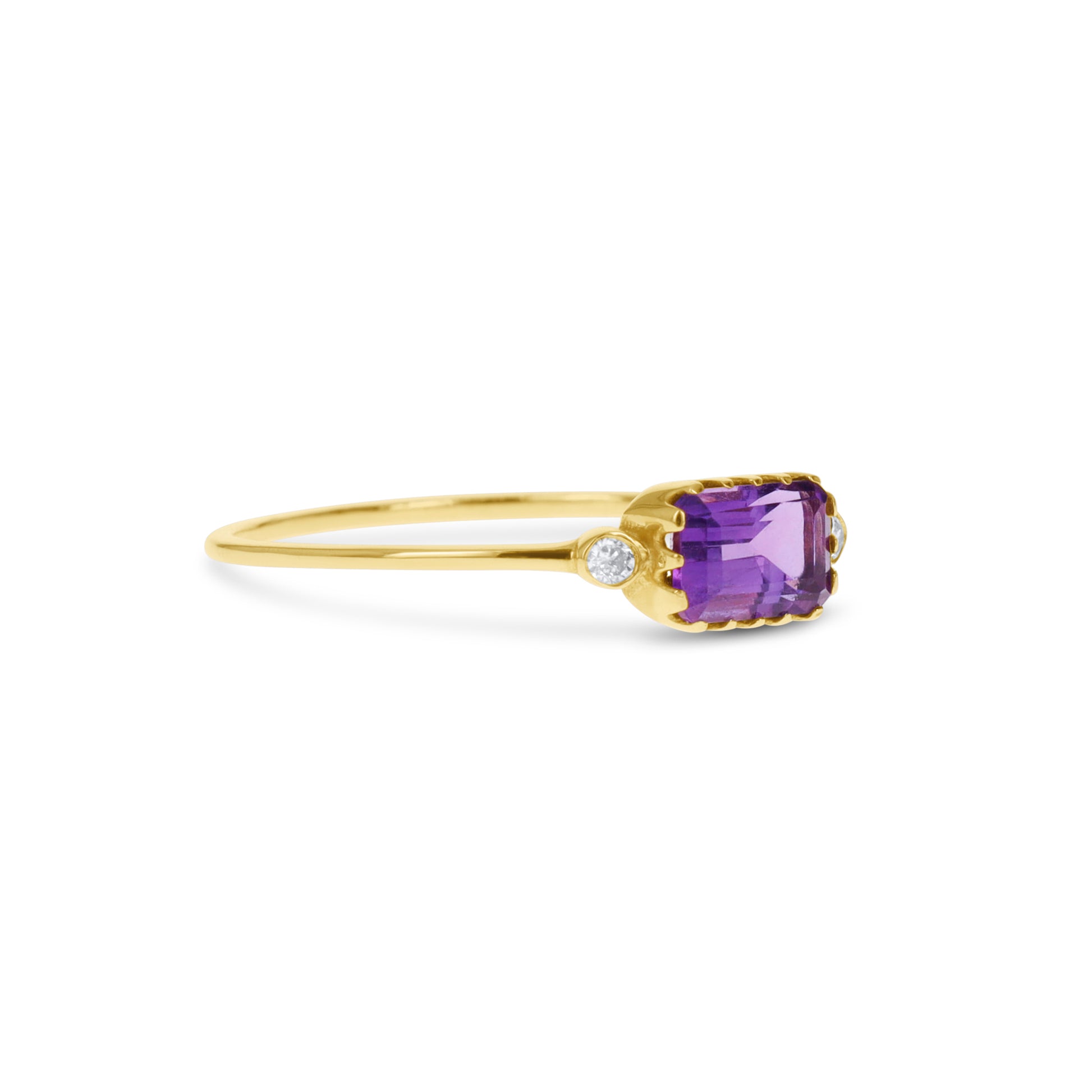 Cushion Cut Amethyst Solitaire Birthstone Ring