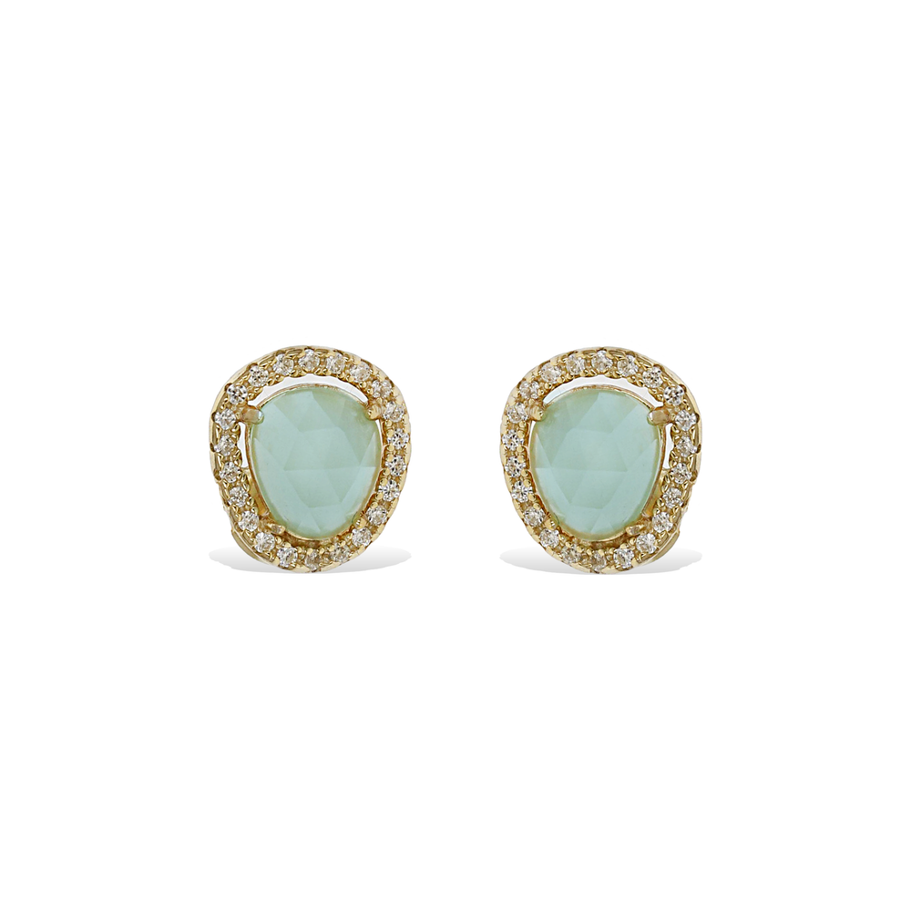 
            
                Load image into Gallery viewer, Aquamarine Gold Gemstone Stud Earrings | Alexandra Marks Jewelry
            
        