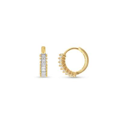 Gold Baguette Huggie Hoop Earrings - Alexandra Marks Jewelry