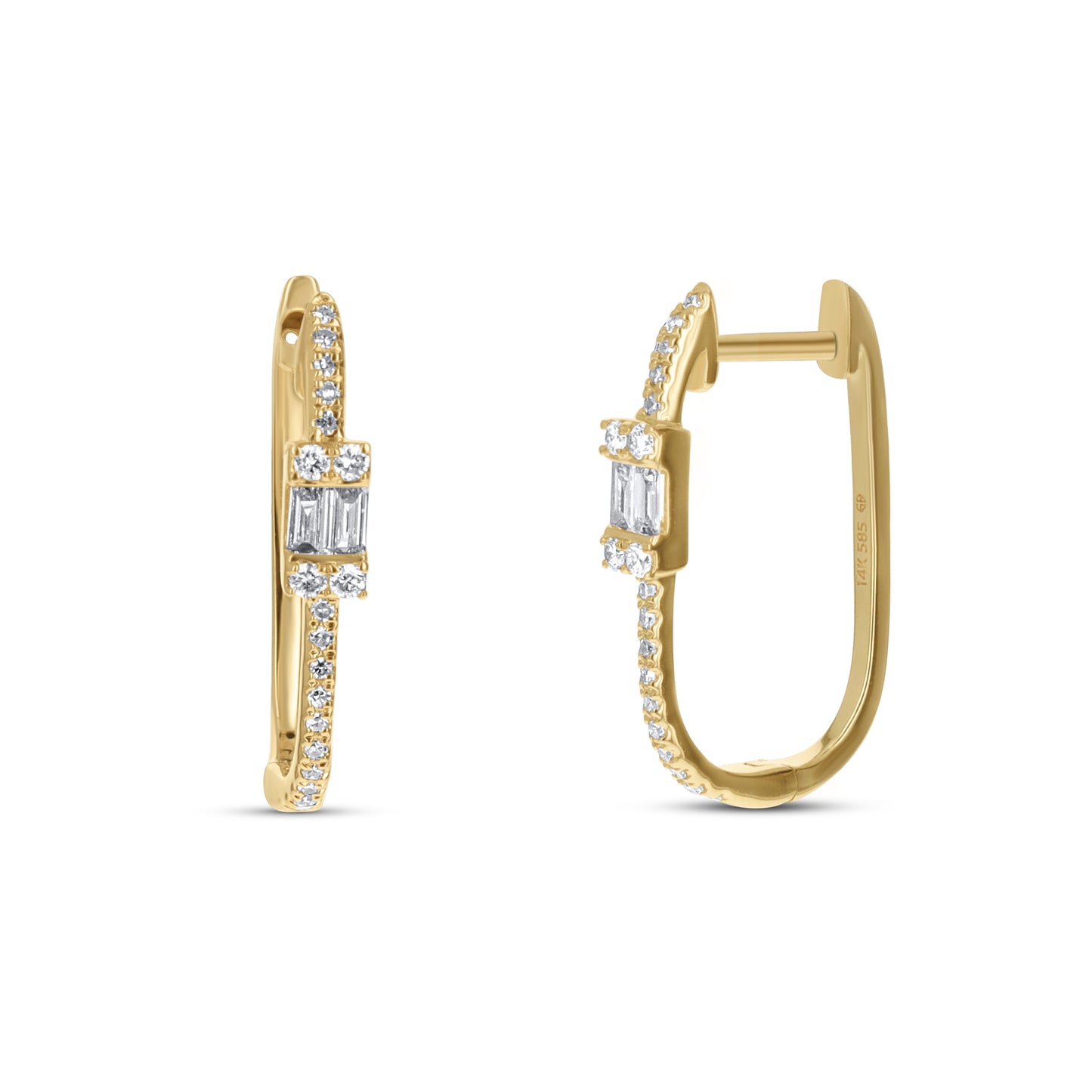 Oval Baguette & Round Diamond Hoop Earrings from Alexandra Marks Jewelry 