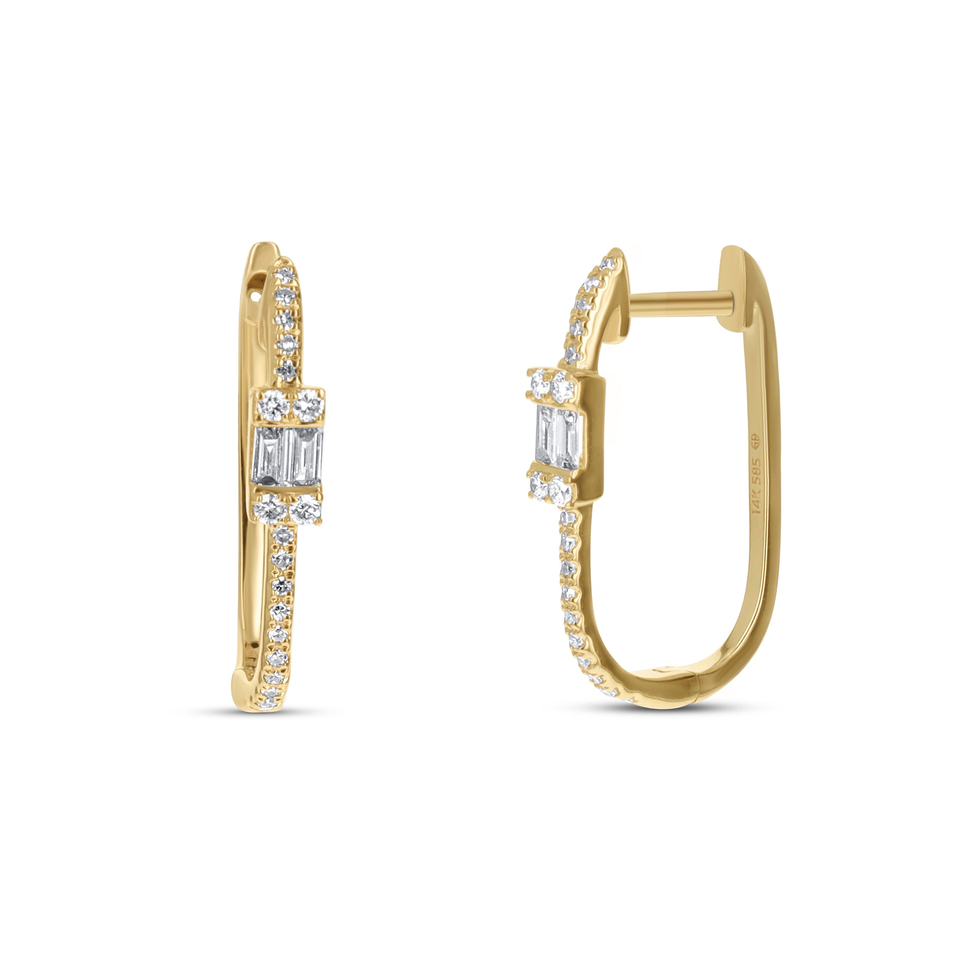 Oval Baguette & Round Diamond Hoop Earrings from Alexandra Marks Jewelry 