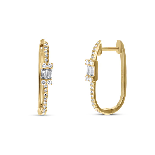 Oval Baguette & Round Diamond Hoop Earrings from Alexandra Marks Jewelry 