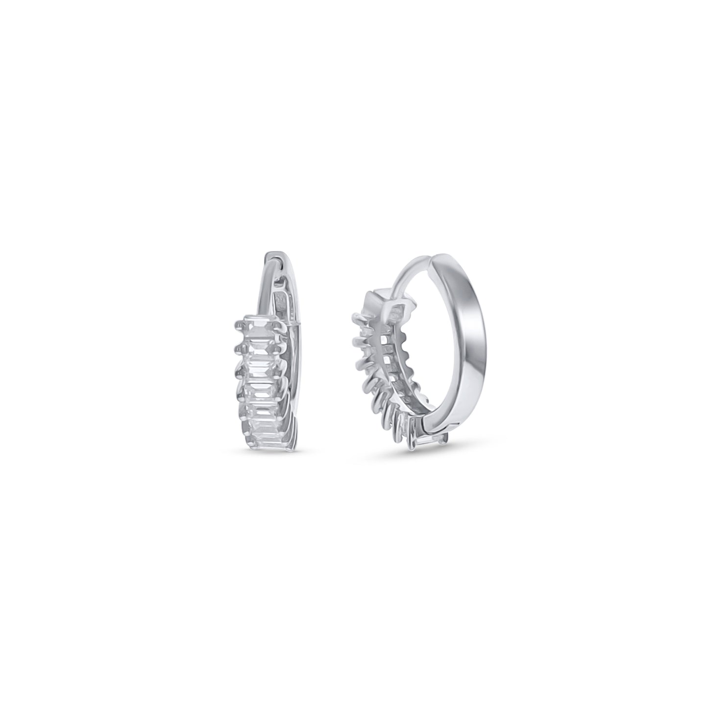 Silver Baguette Huggie Hoop Earrings from Alexandra Marks Jewelry