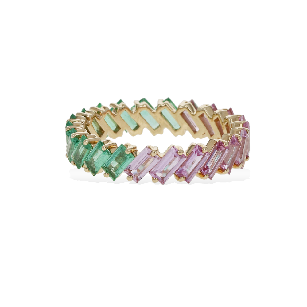 
            
                Load image into Gallery viewer, Pink &amp;amp; Green Gemstone Gold Ring
            
        