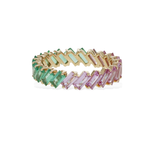Pink & Green Gemstone Gold Ring