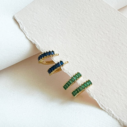 Sapphire & Emerald Small Huggie Hoops from Alexandra Marks Jewelry