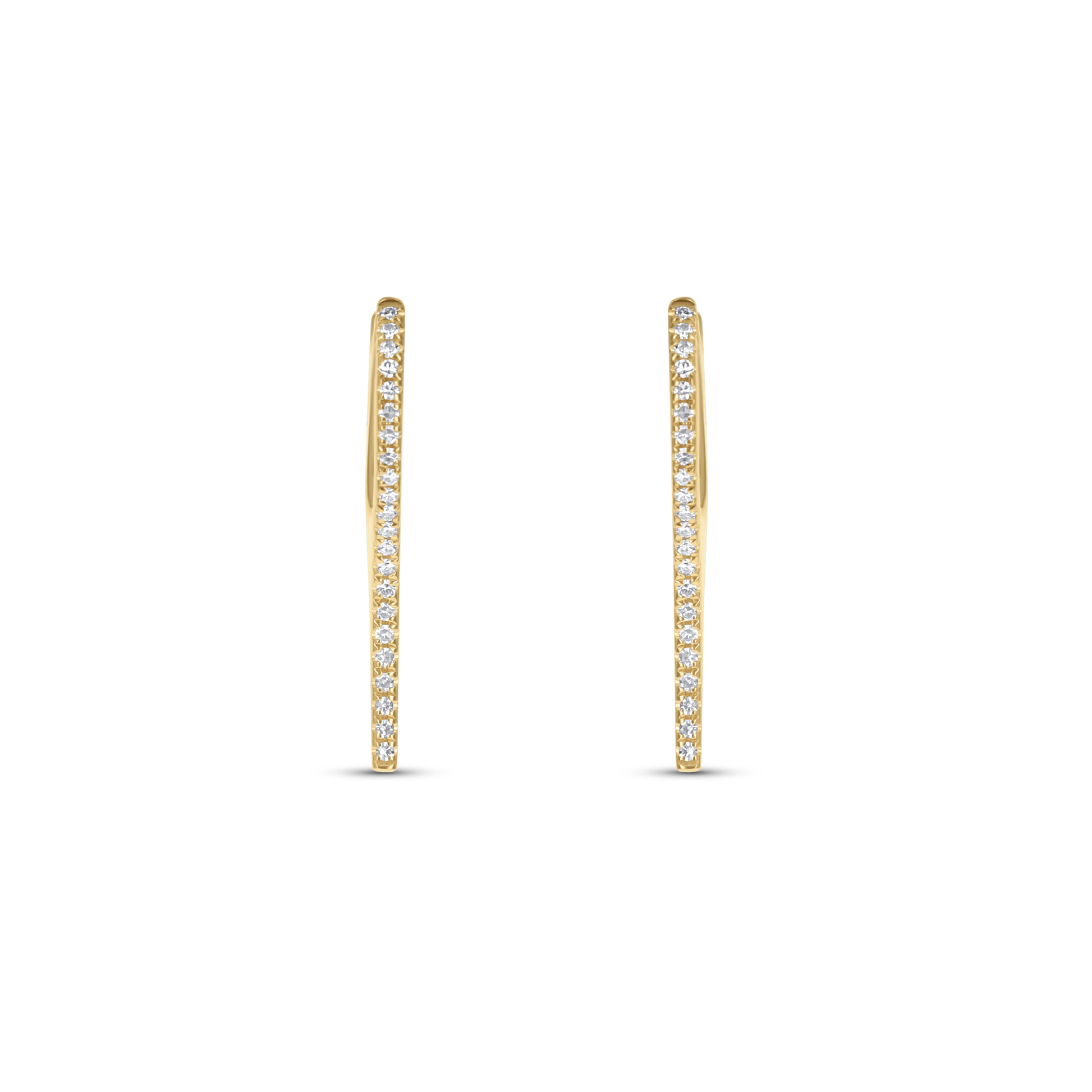 Modern Bar Drop Hoop Earrings with Diamonds in Yellow Gold