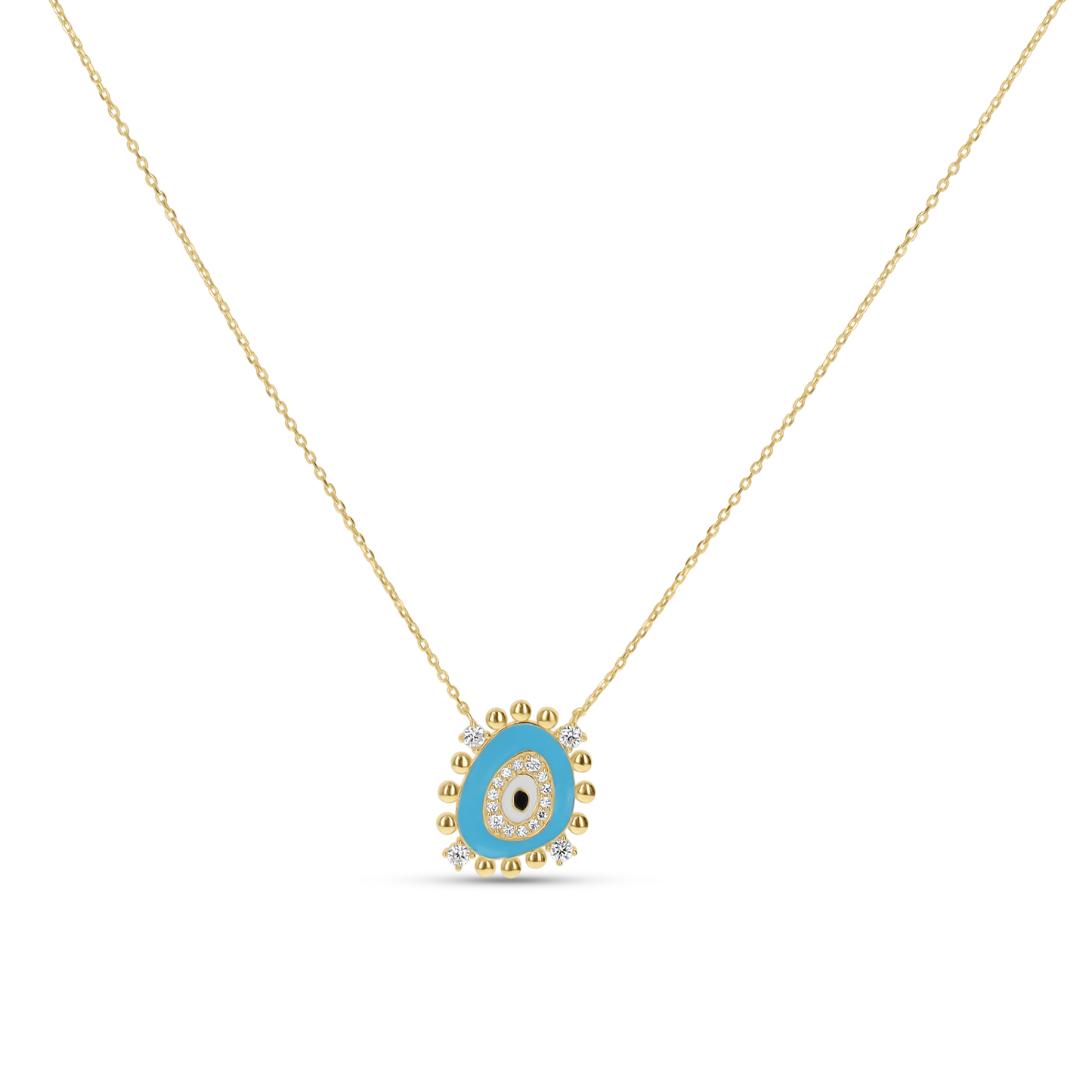 Blue Evil Eye Statement Necklace in Gold From Alexandra Marks Jewelry